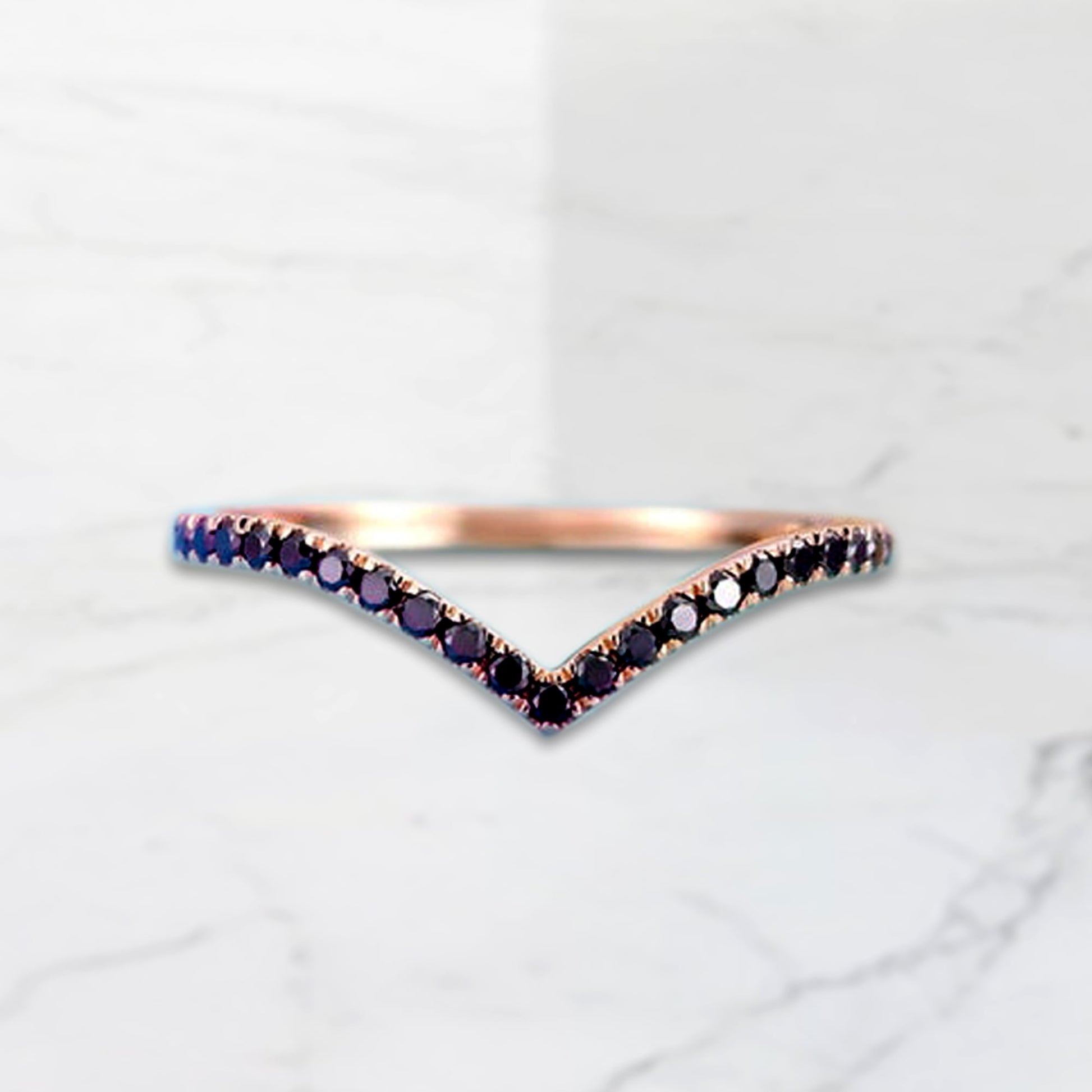 Black Diamond Chevron Design Ring