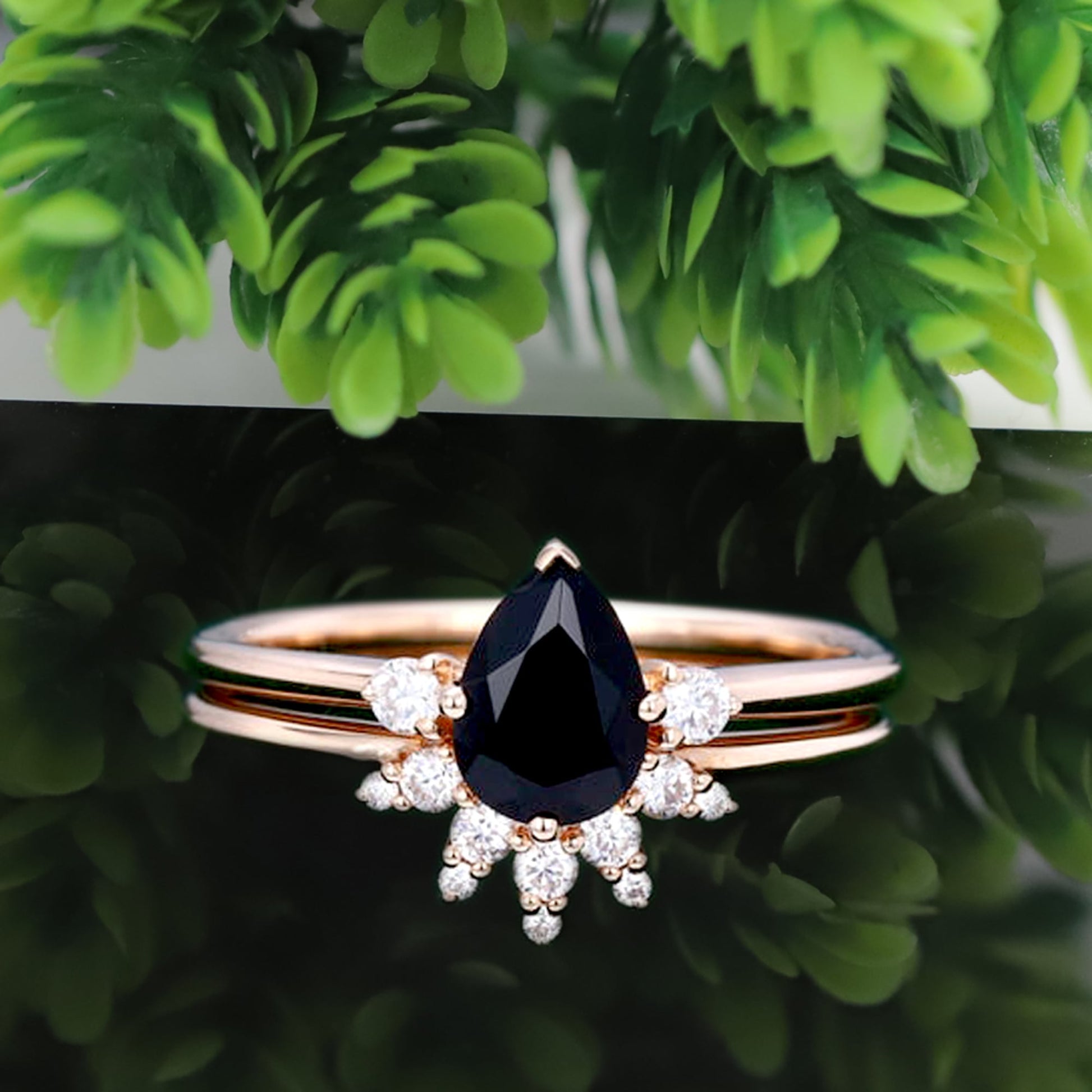 pear shaped black diamond ring