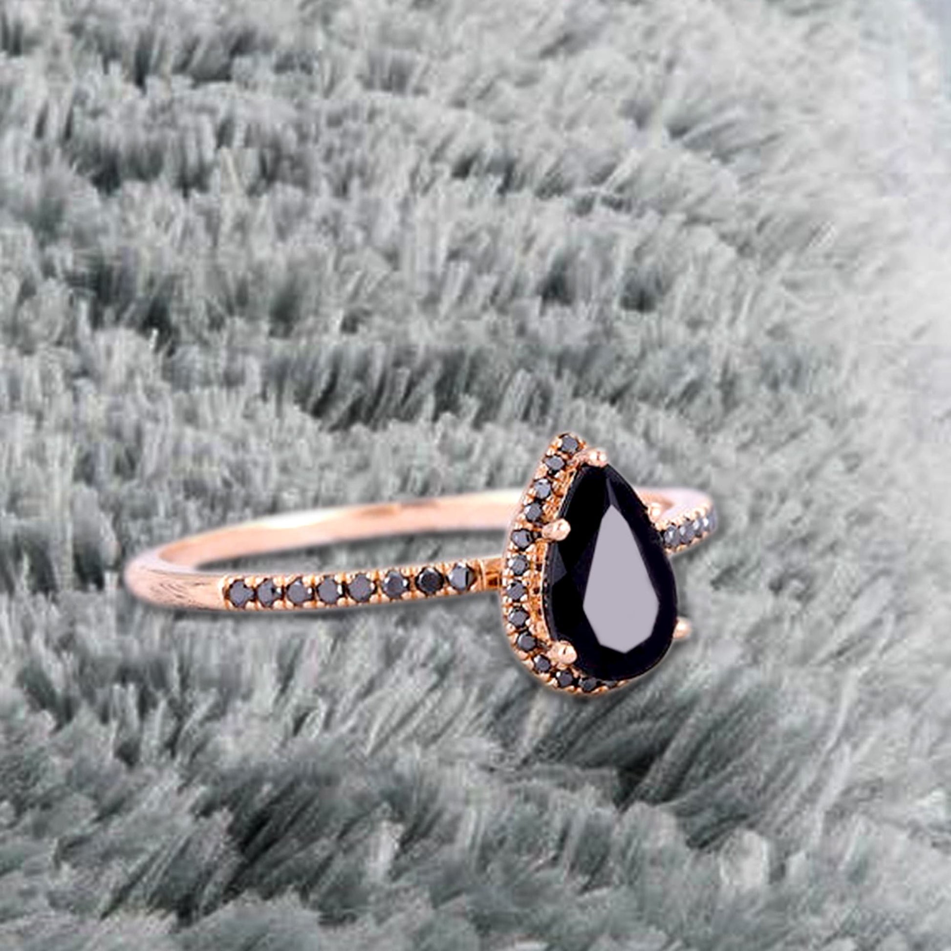 black diamond pear ring