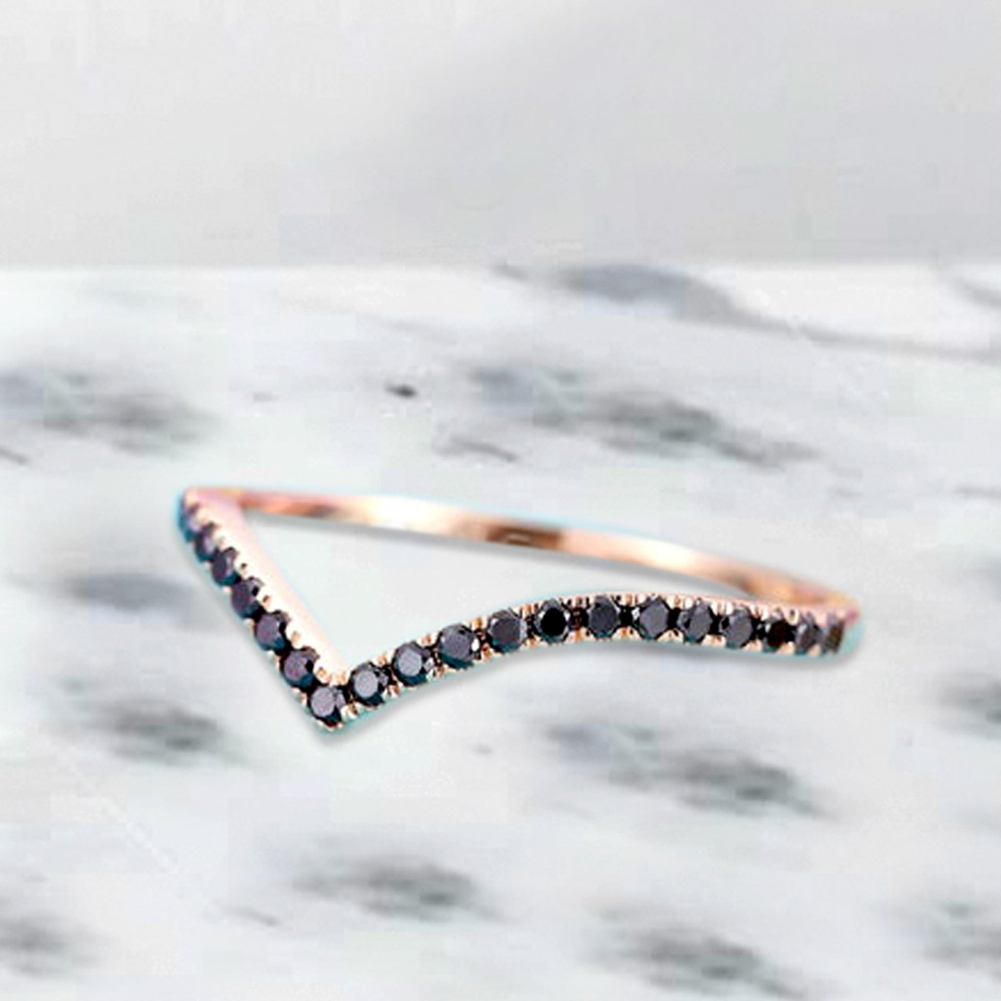 Black Diamond Chevron Design Ring