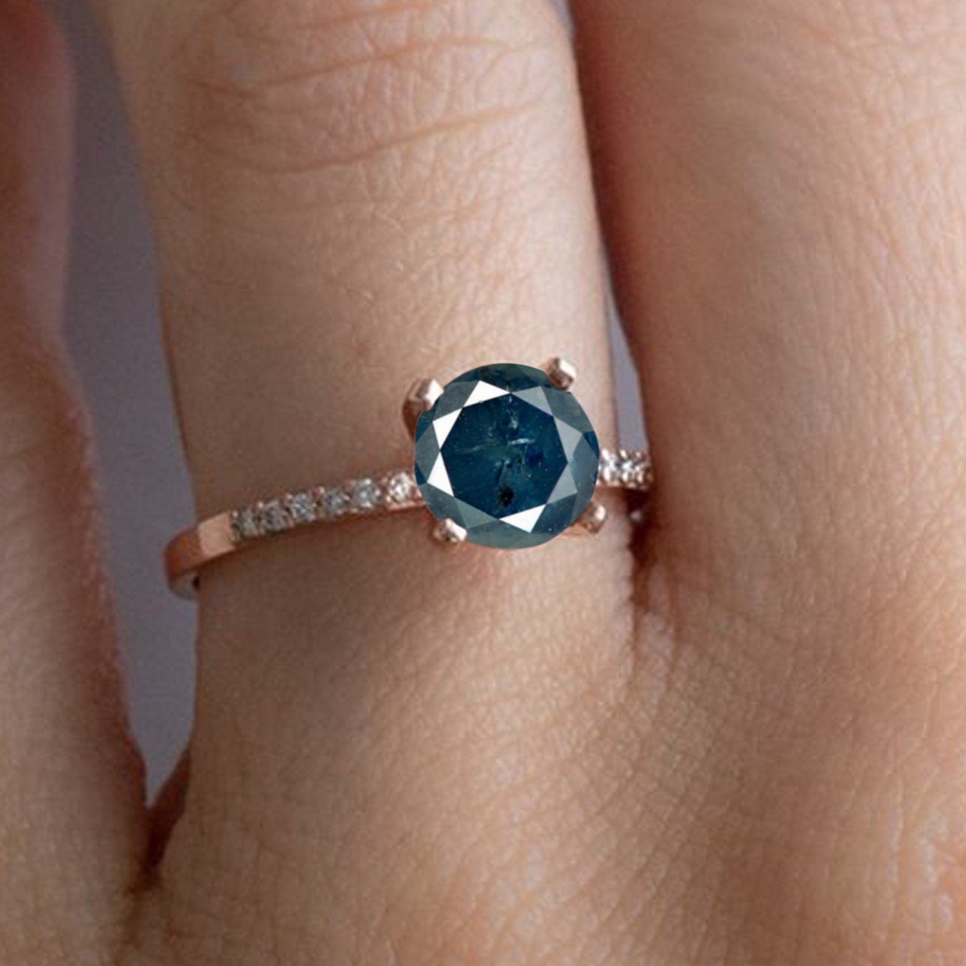 natural blue diamond ring