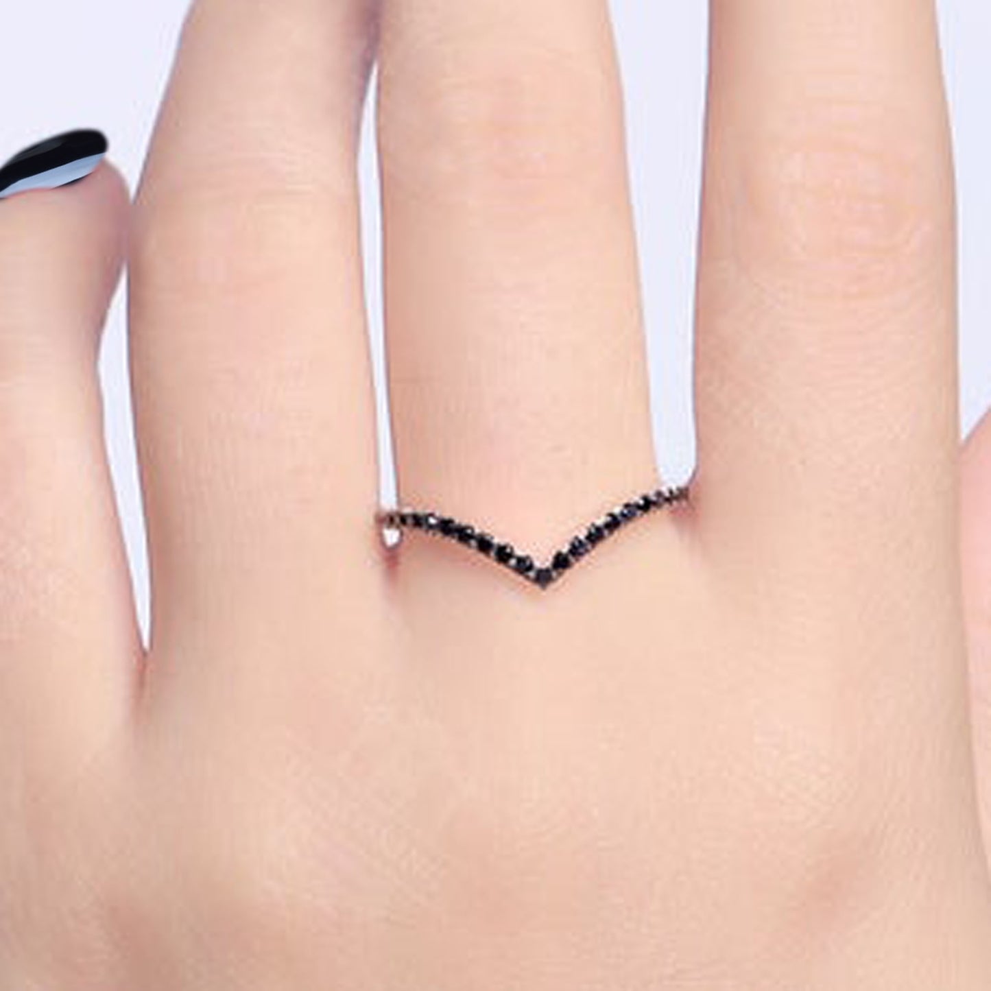 Black Diamond Chevron Design Ring