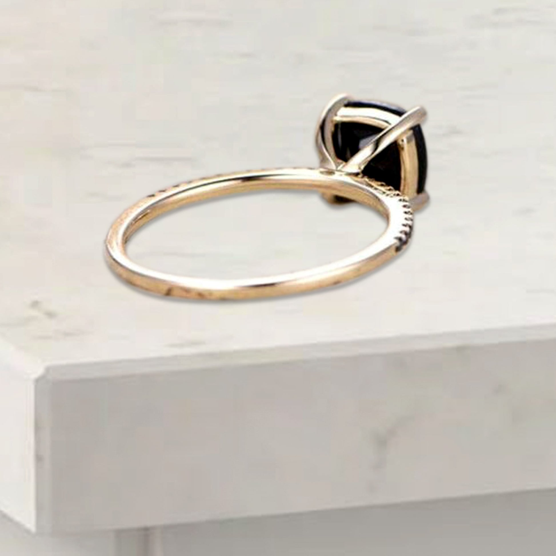 Cushion Cut Black Diamond Ring