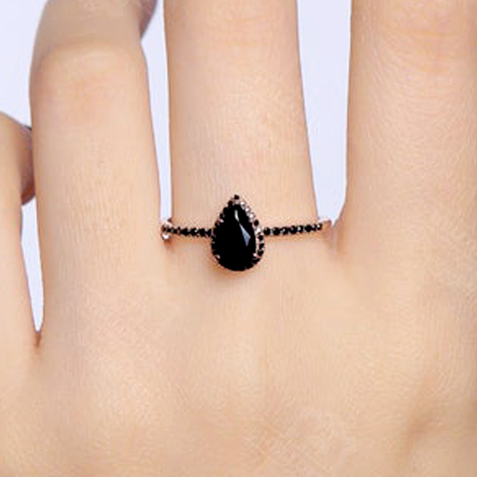 black diamond pear ring