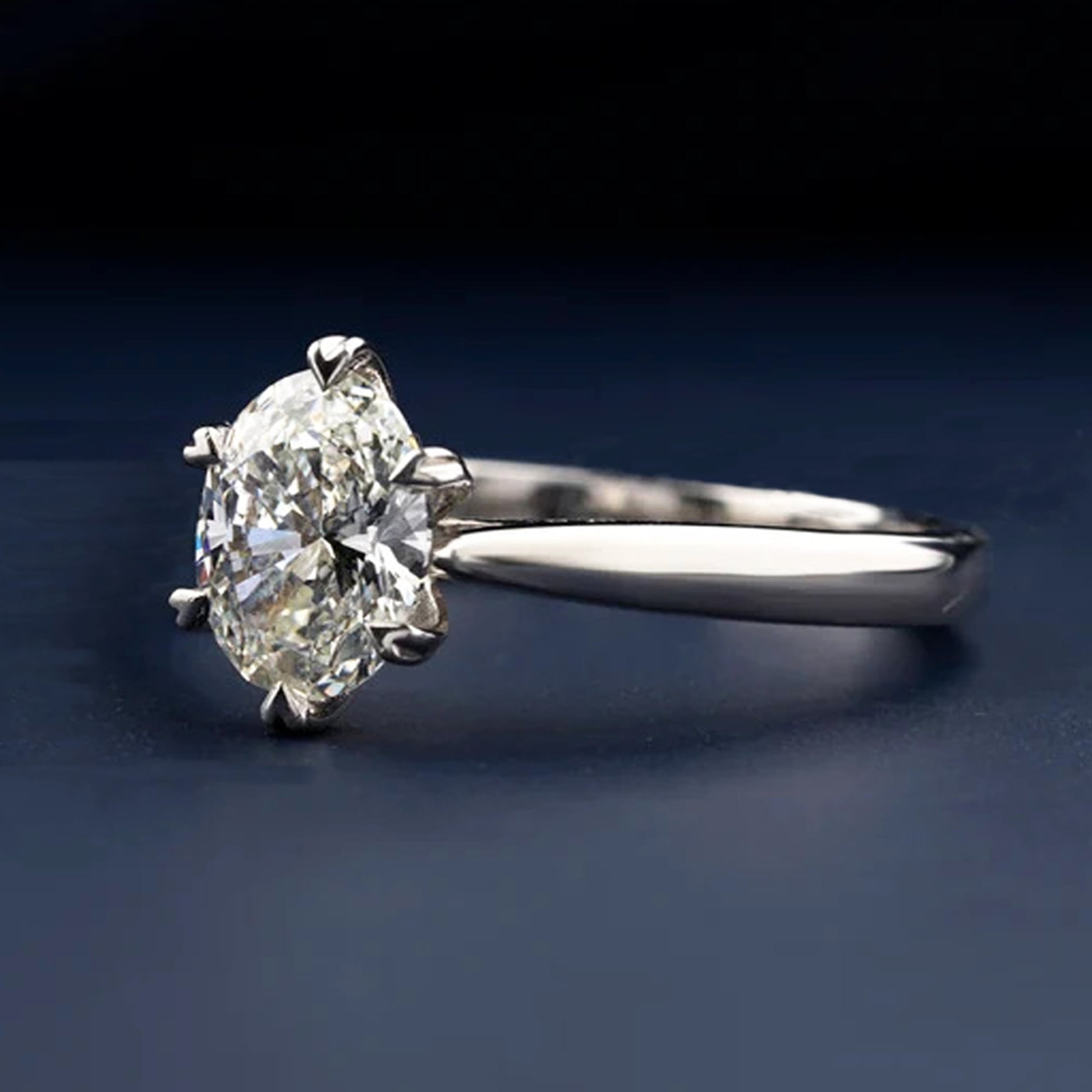 2 carat lab grown oval diamond ring