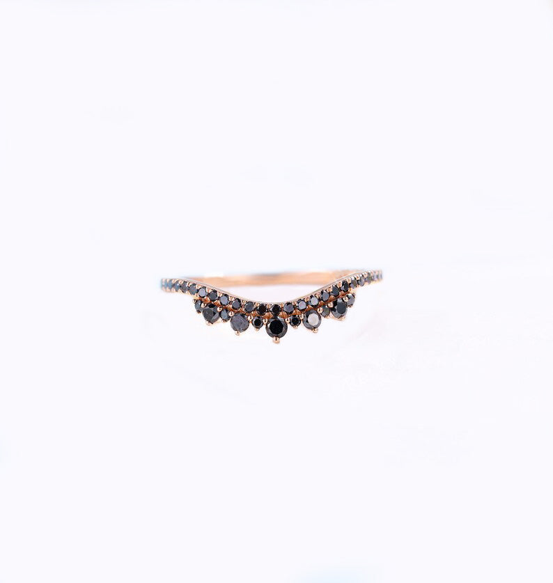 Black Diamond Crown Wedding Band