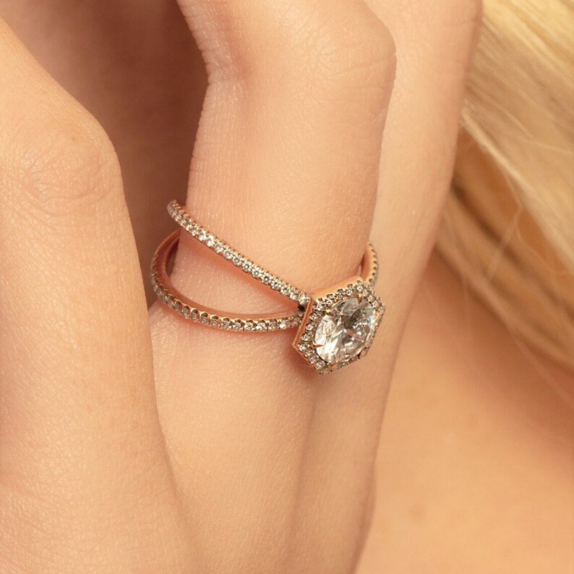 halo moissanite engagement ring