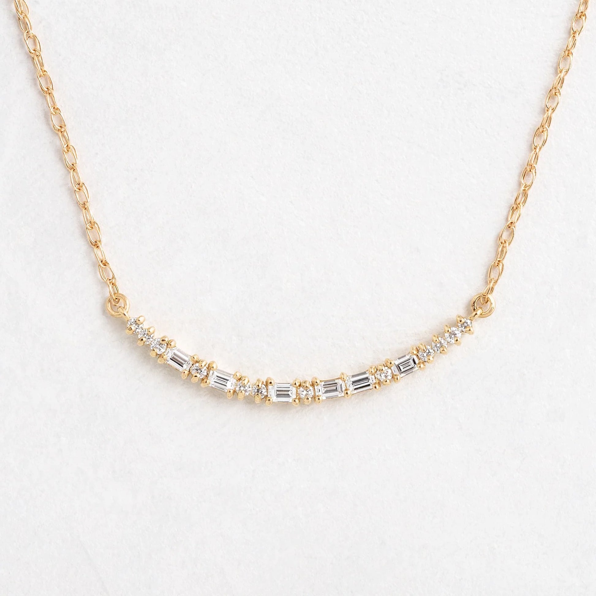 baguette diamond necklace gold