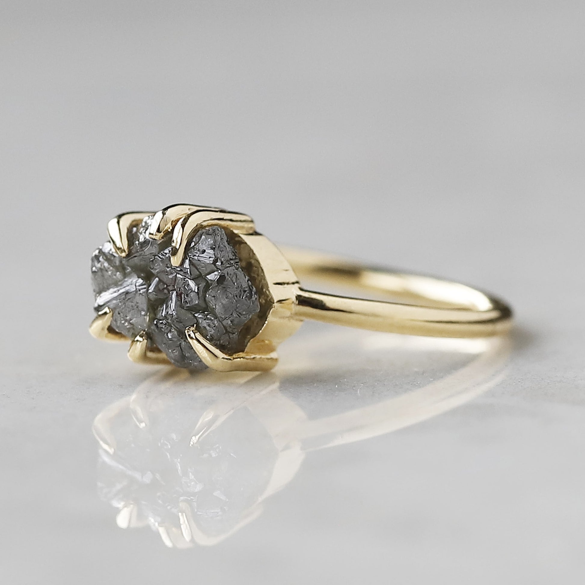 14 k gold raw diamond ring