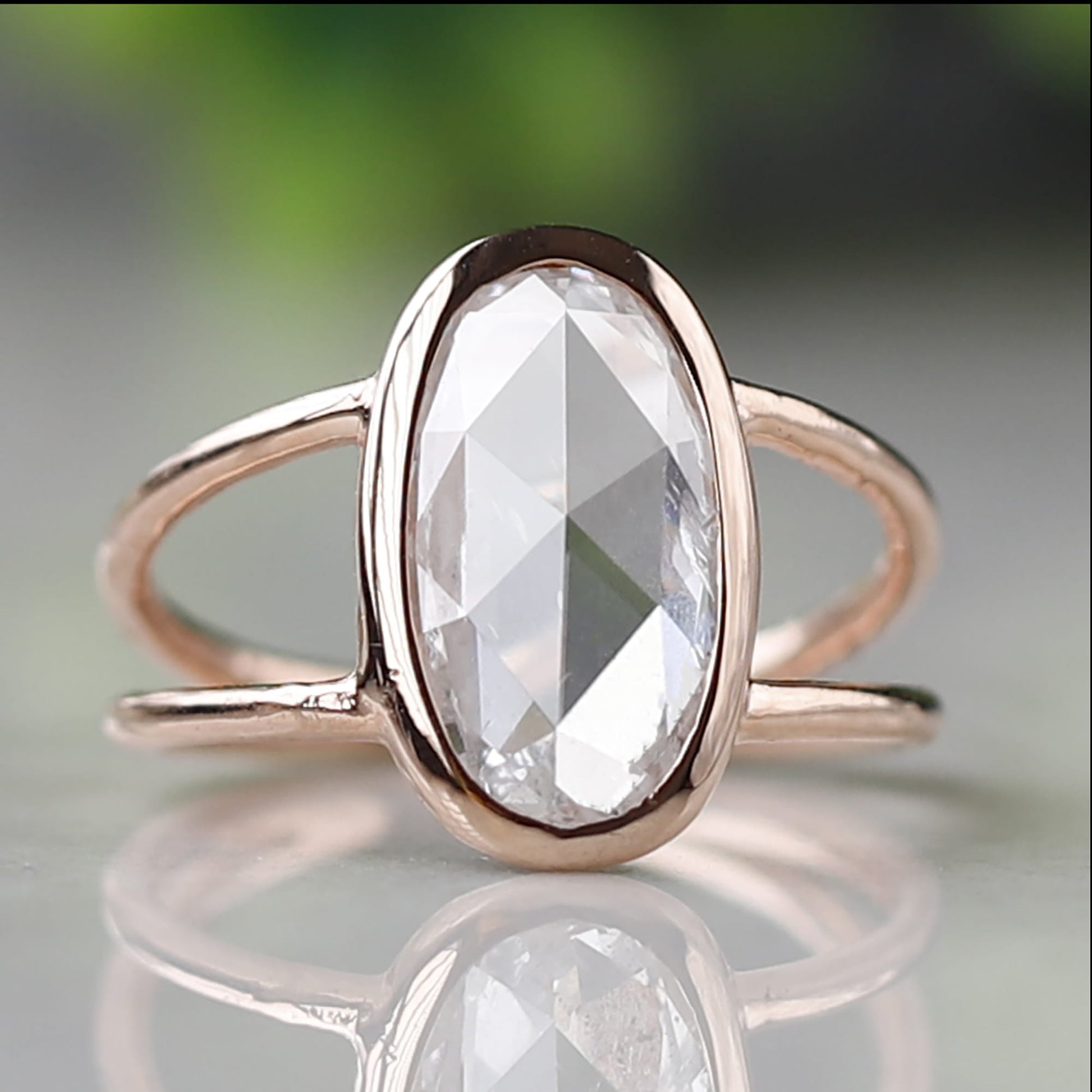 oval rose cut diamond ring