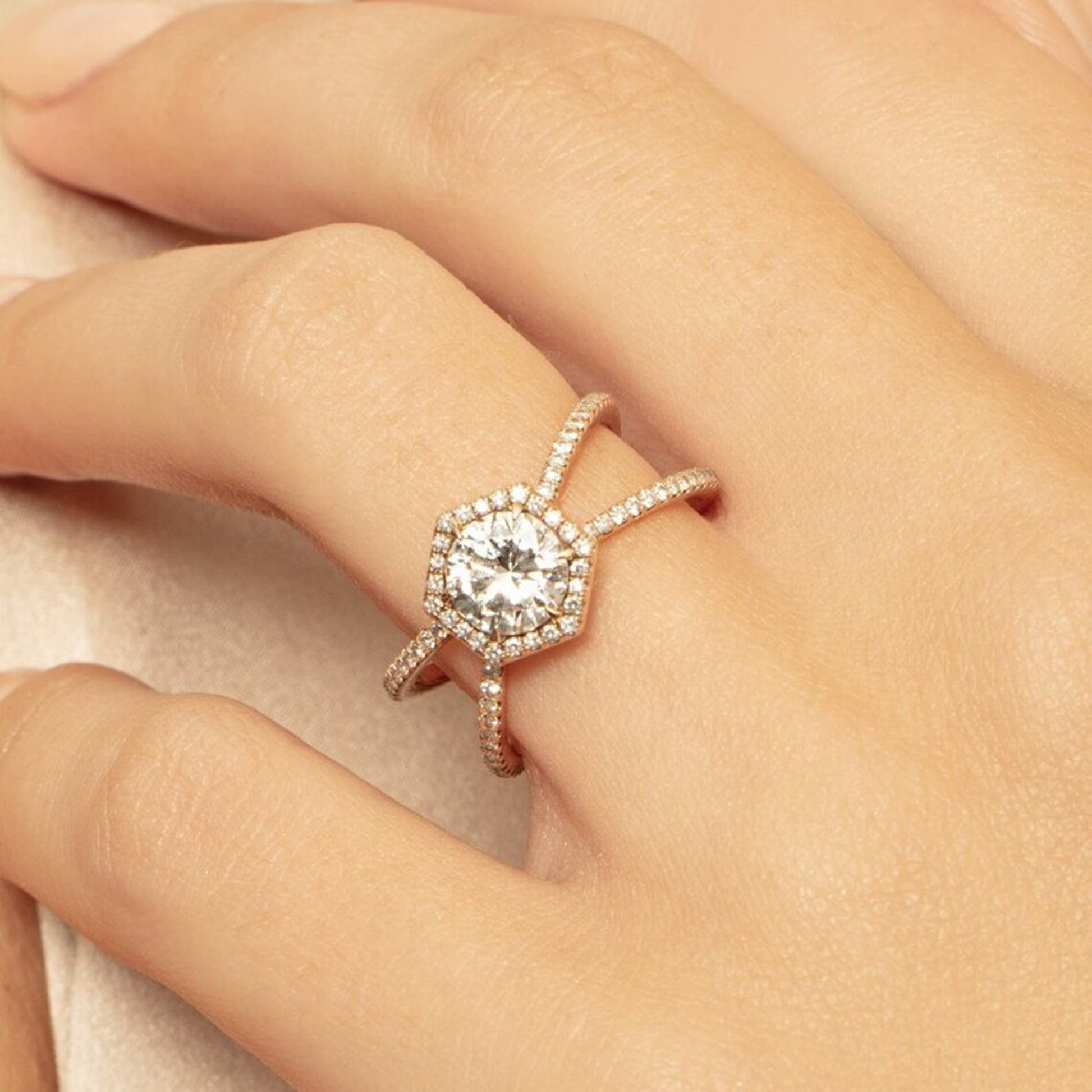 halo moissanite engagement ring