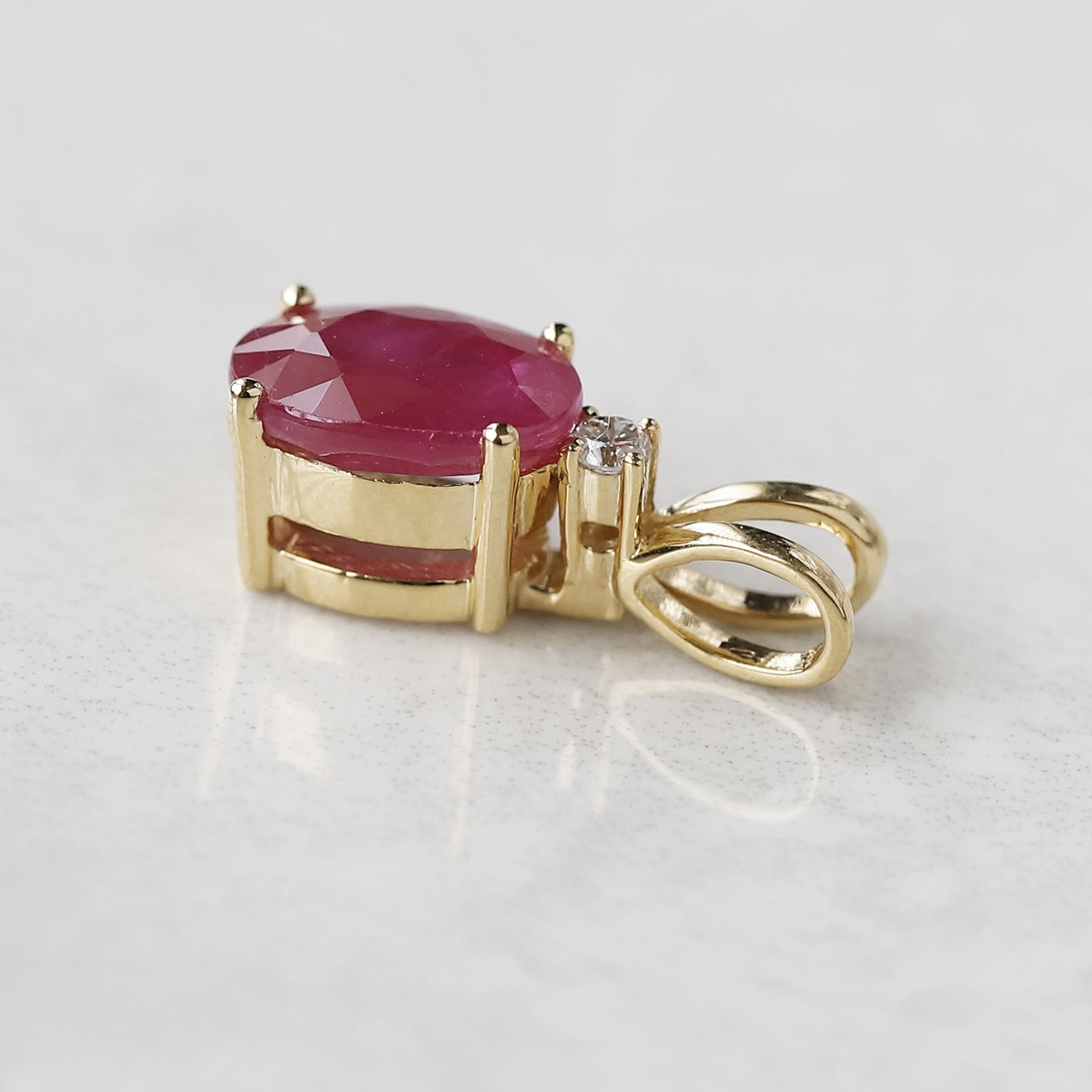 14k Yellow Gold Ruby Pendant