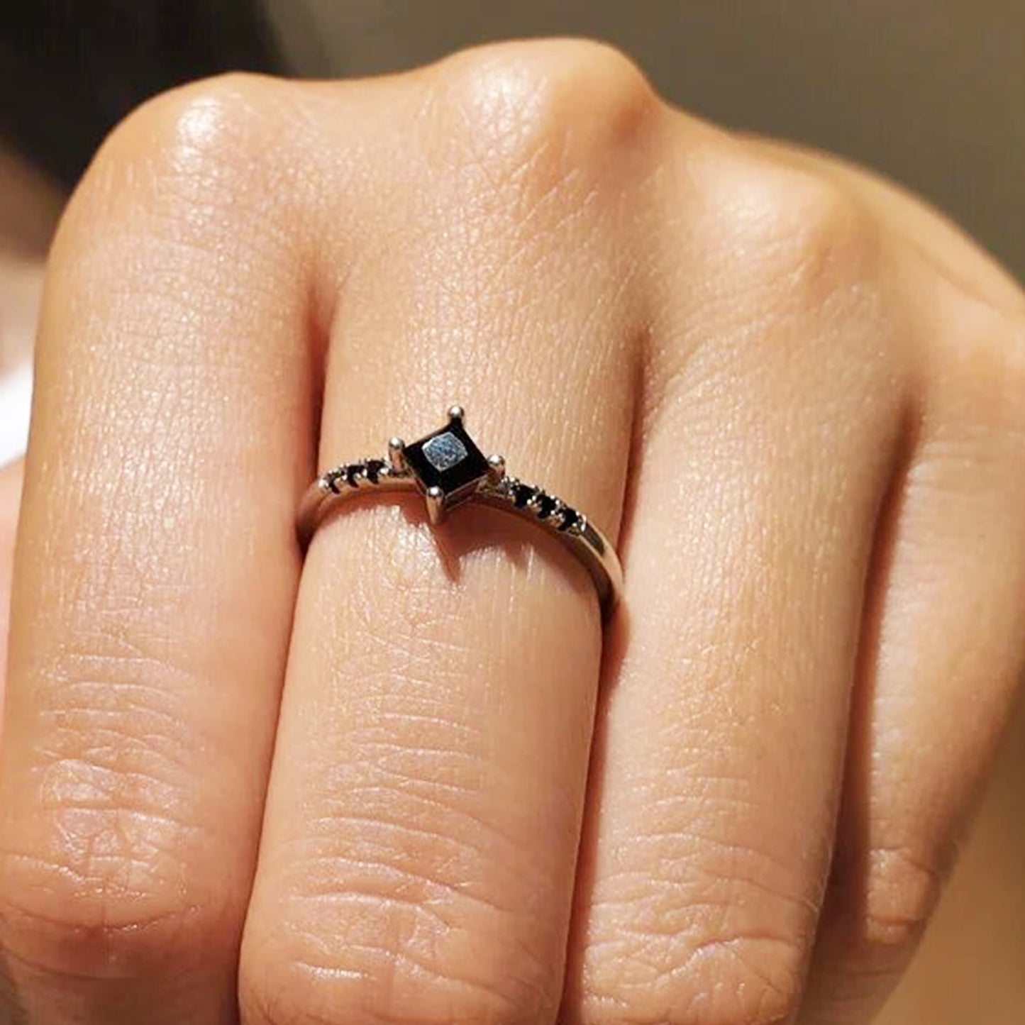 square cut diamond ring