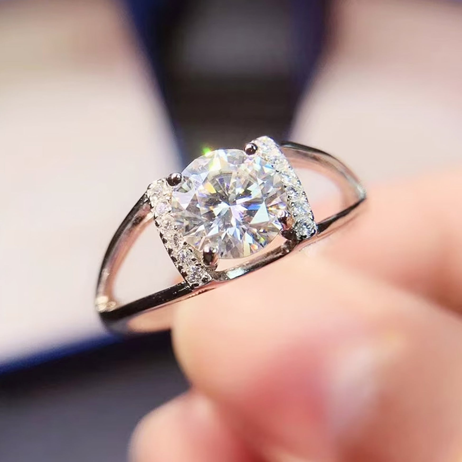 round moissanite engagement ring