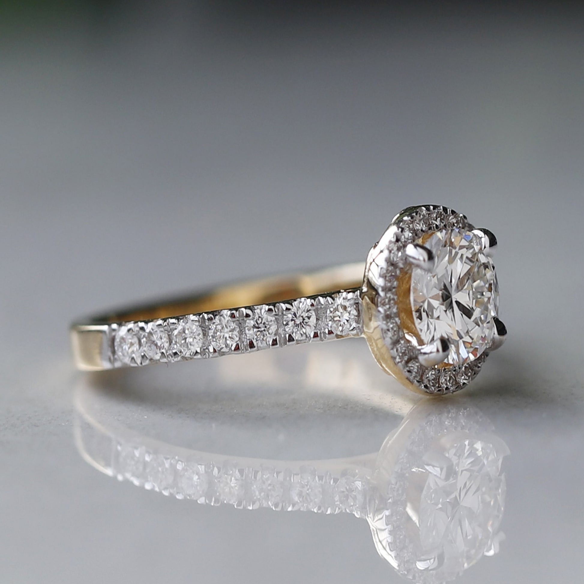 yellow gold lab created diamond ring