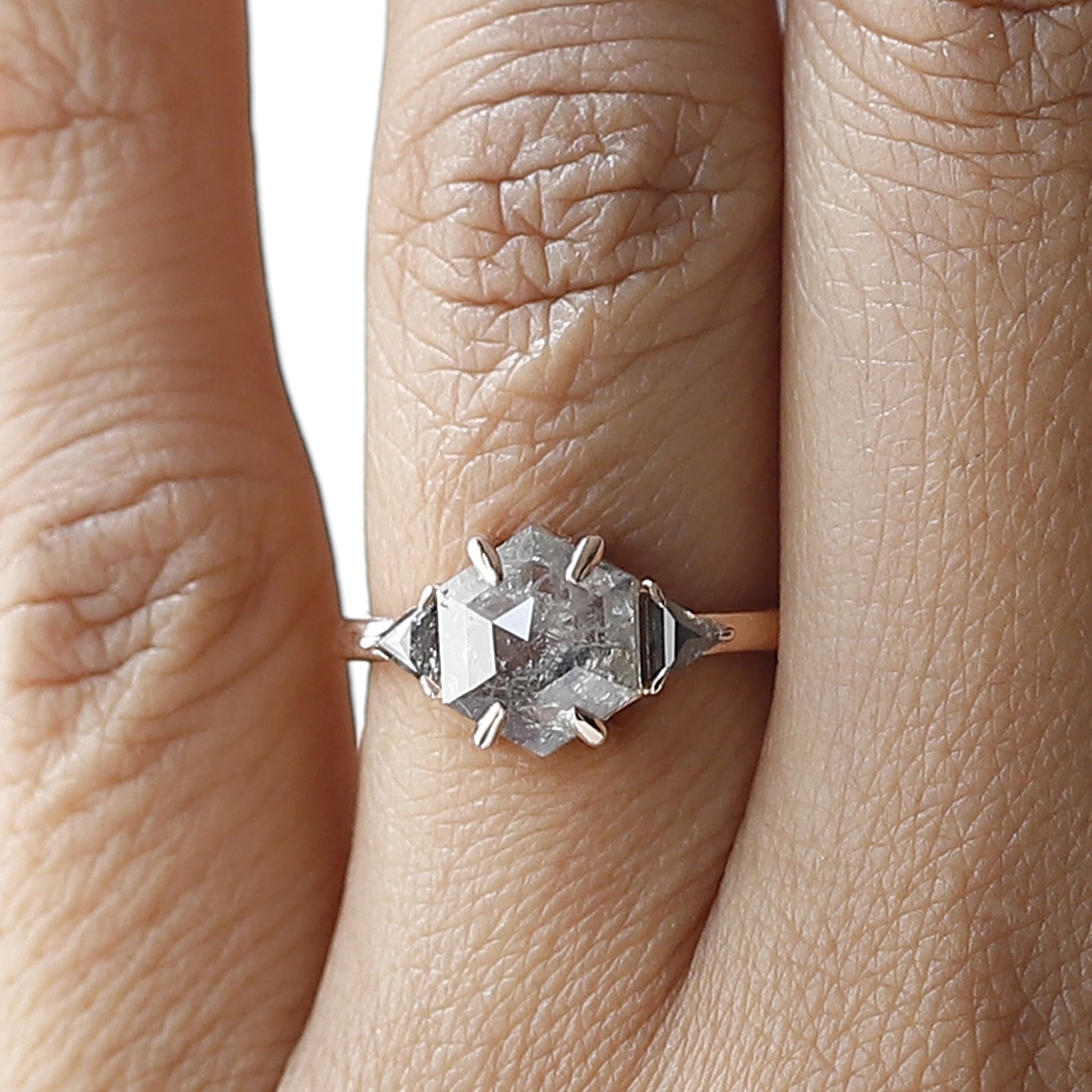 hexagonal diamond ring