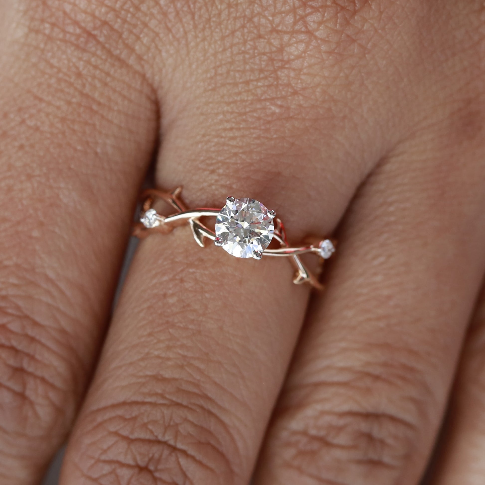 Unique Nature Inspired Engagement Ring for Her