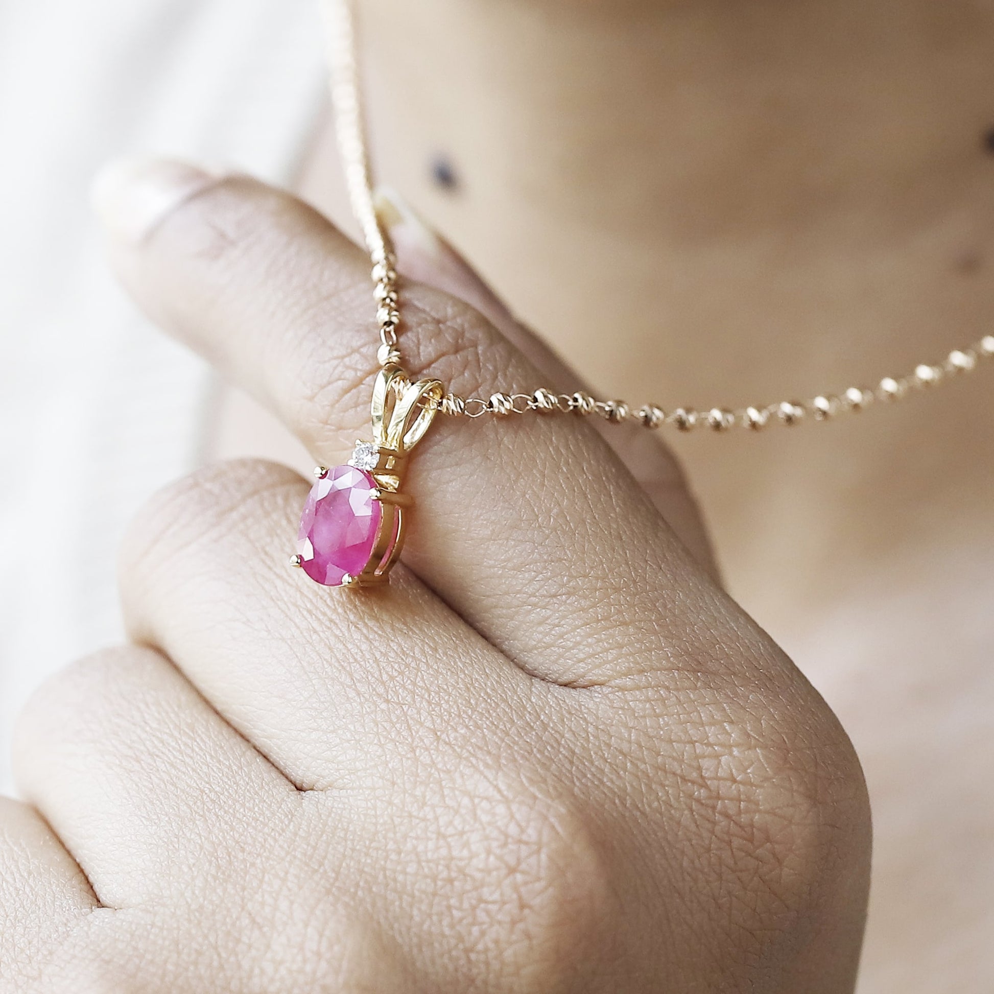 14k Yellow Gold Ruby Pendant