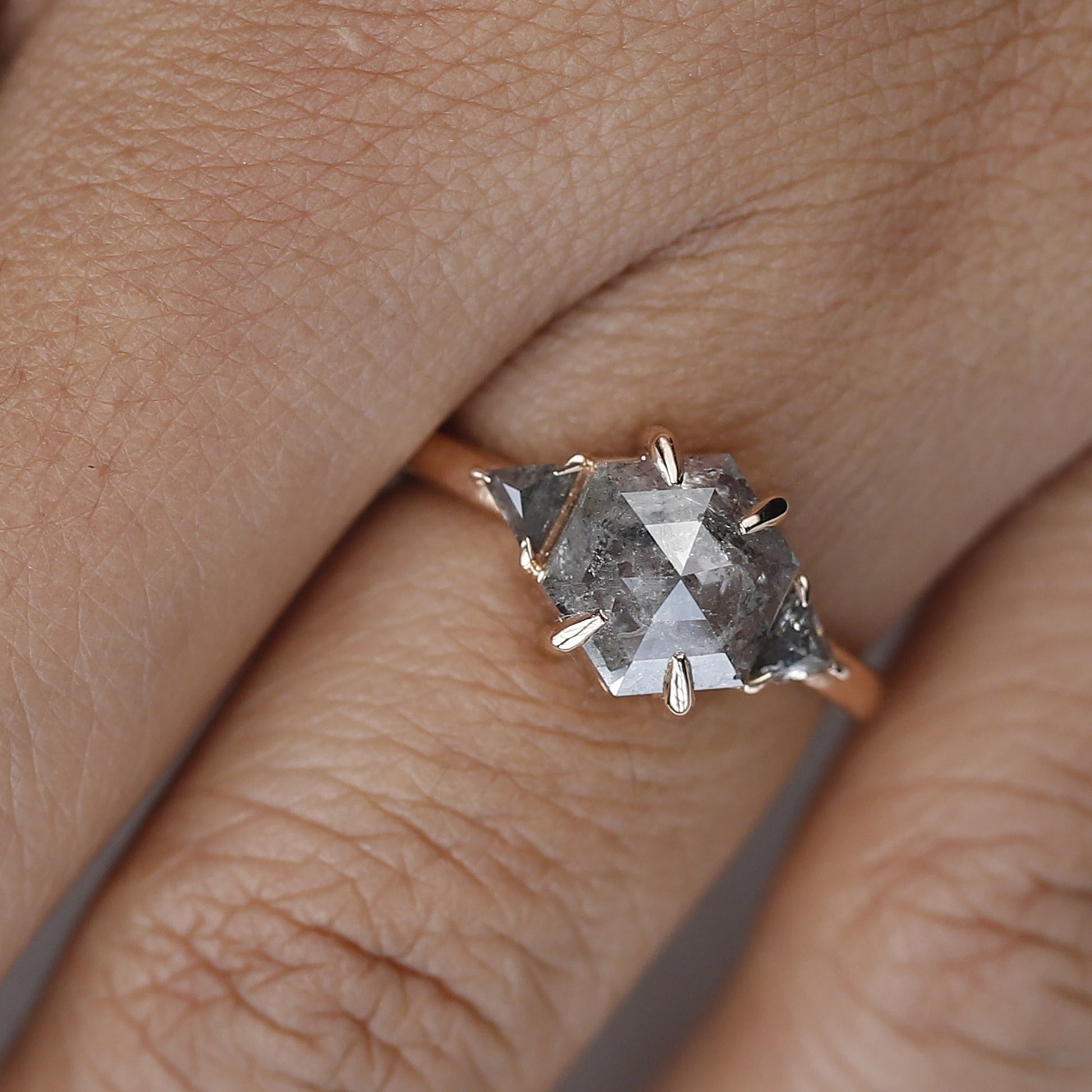 hexagonal diamond ring