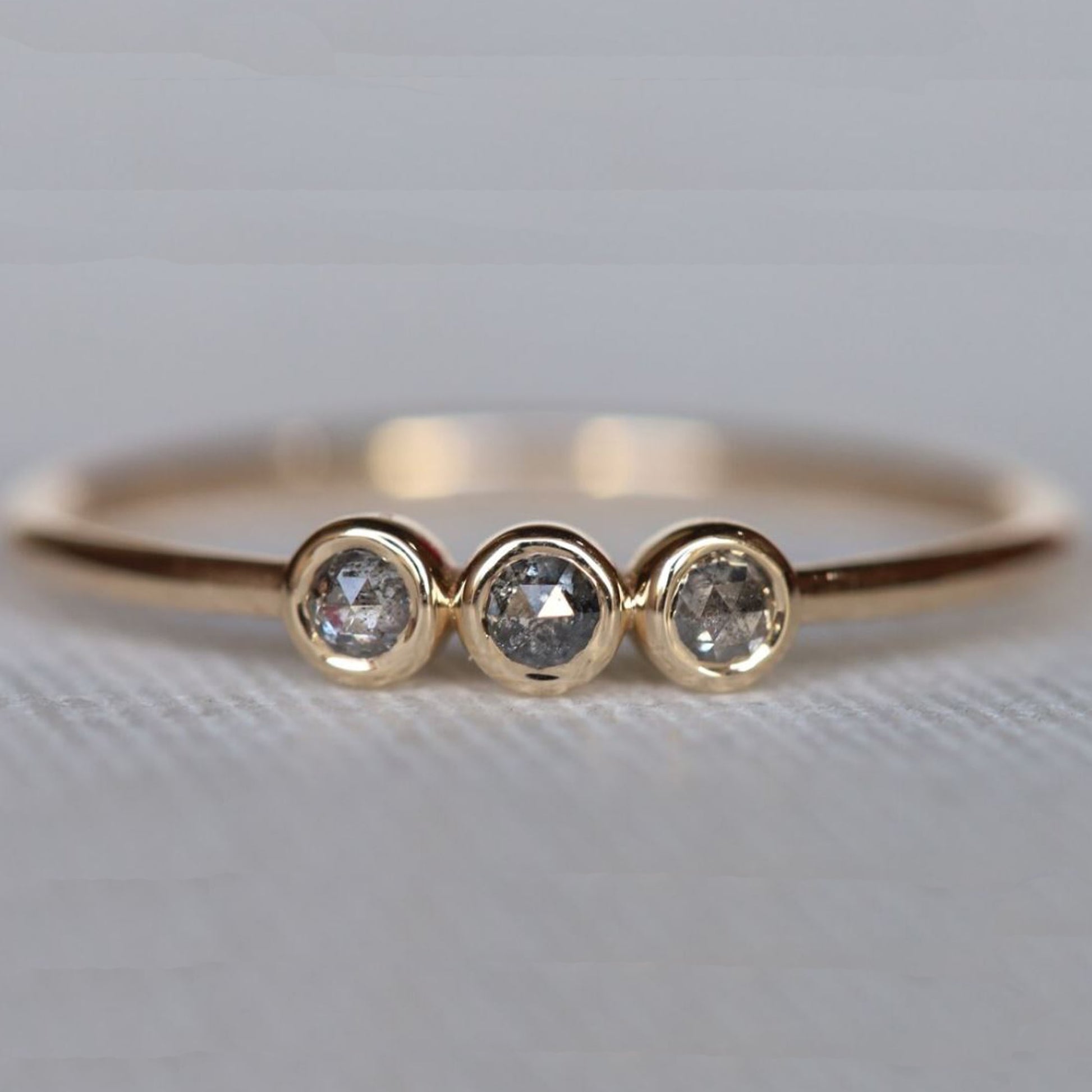 Salt And Pepper Minimal Diamond Ring
