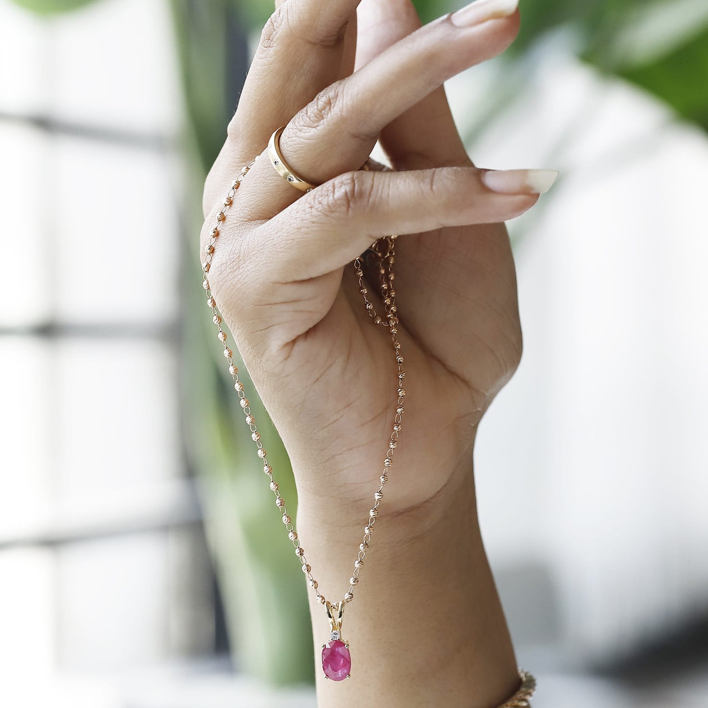 14k Yellow Gold Ruby Pendant