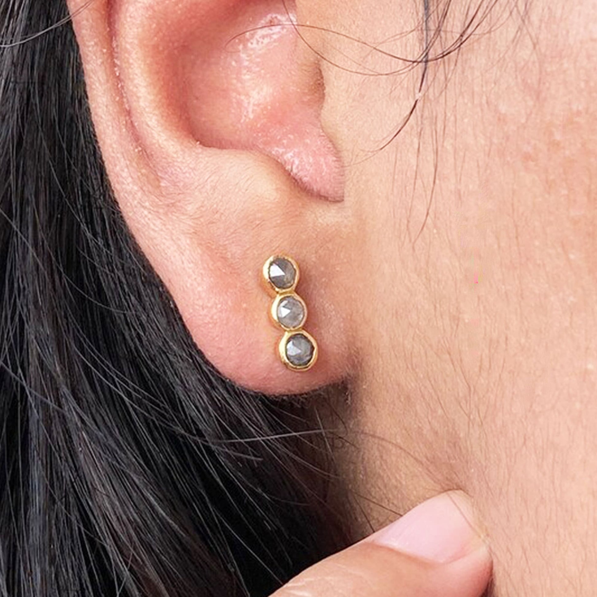 3 diamond earrings