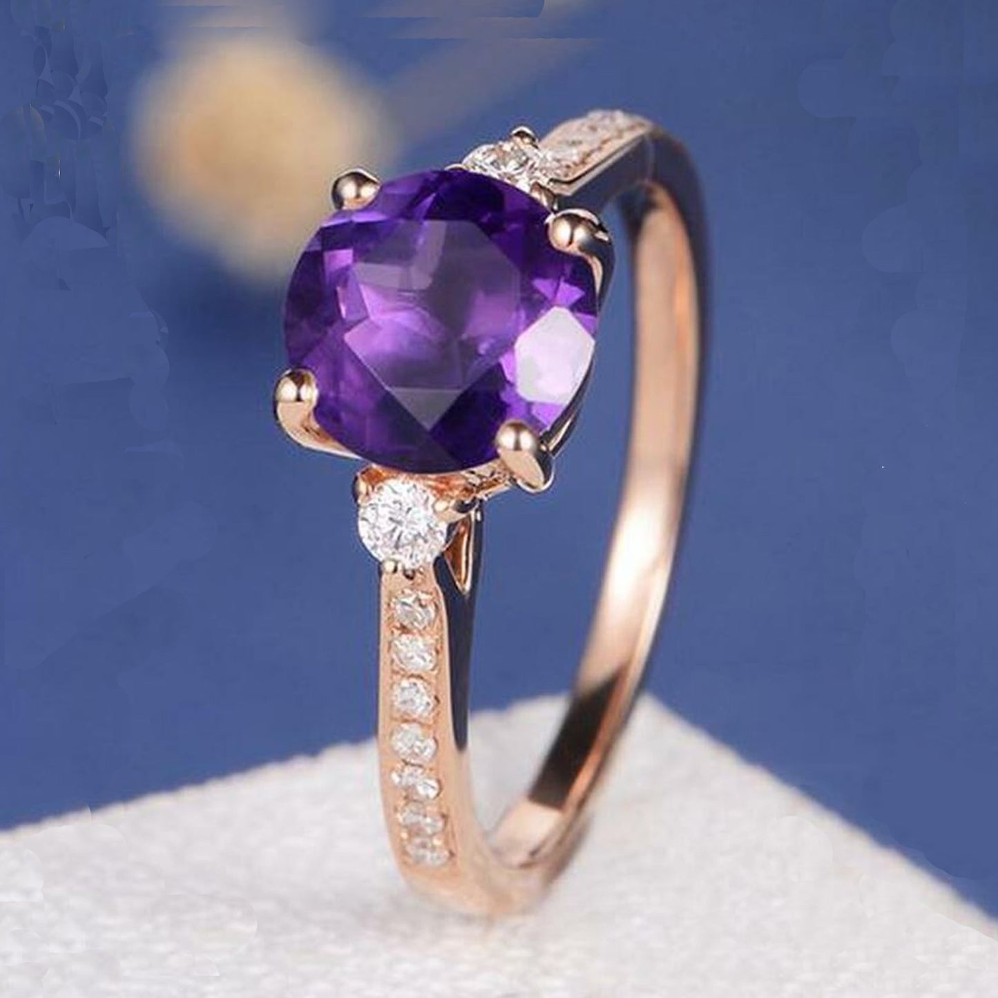 14 k Rose Gold Amethyst Engagement Ring For Her