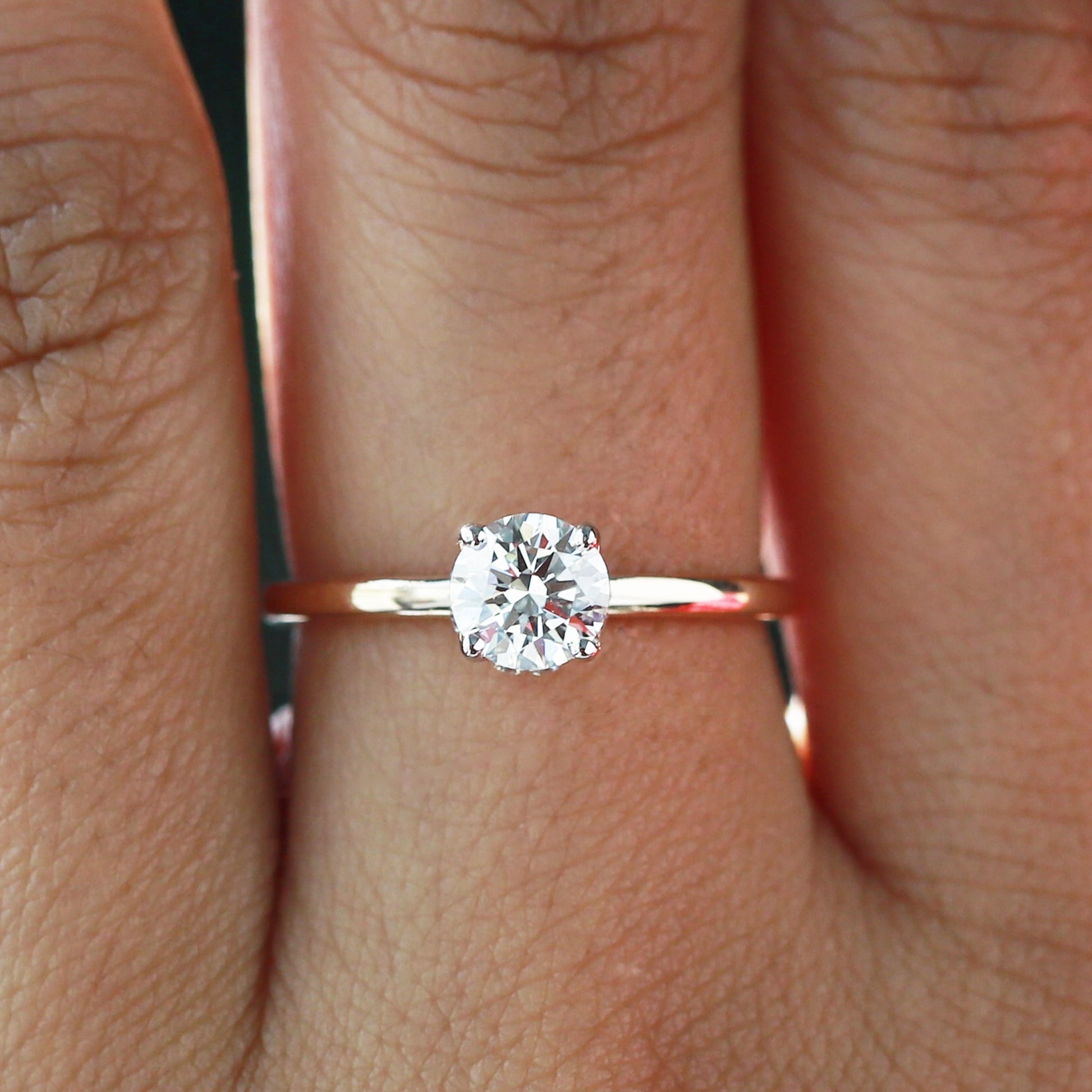 rose gold hidden halo engagement ring