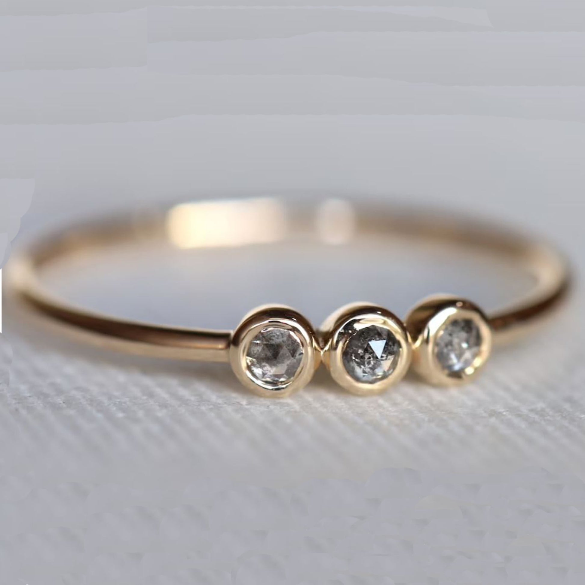 Salt And Pepper Minimal Diamond Ring