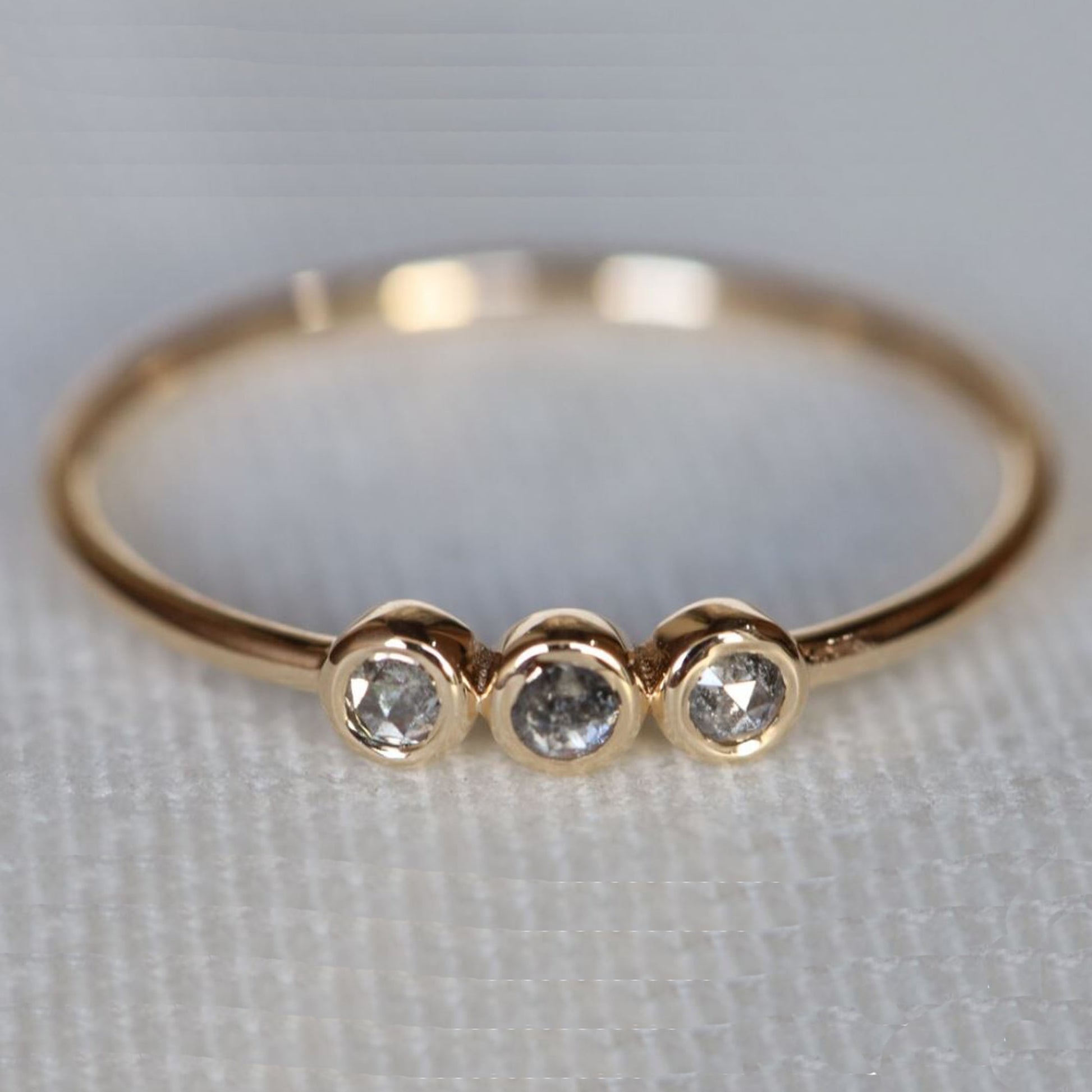 Salt And Pepper Minimal Diamond Ring