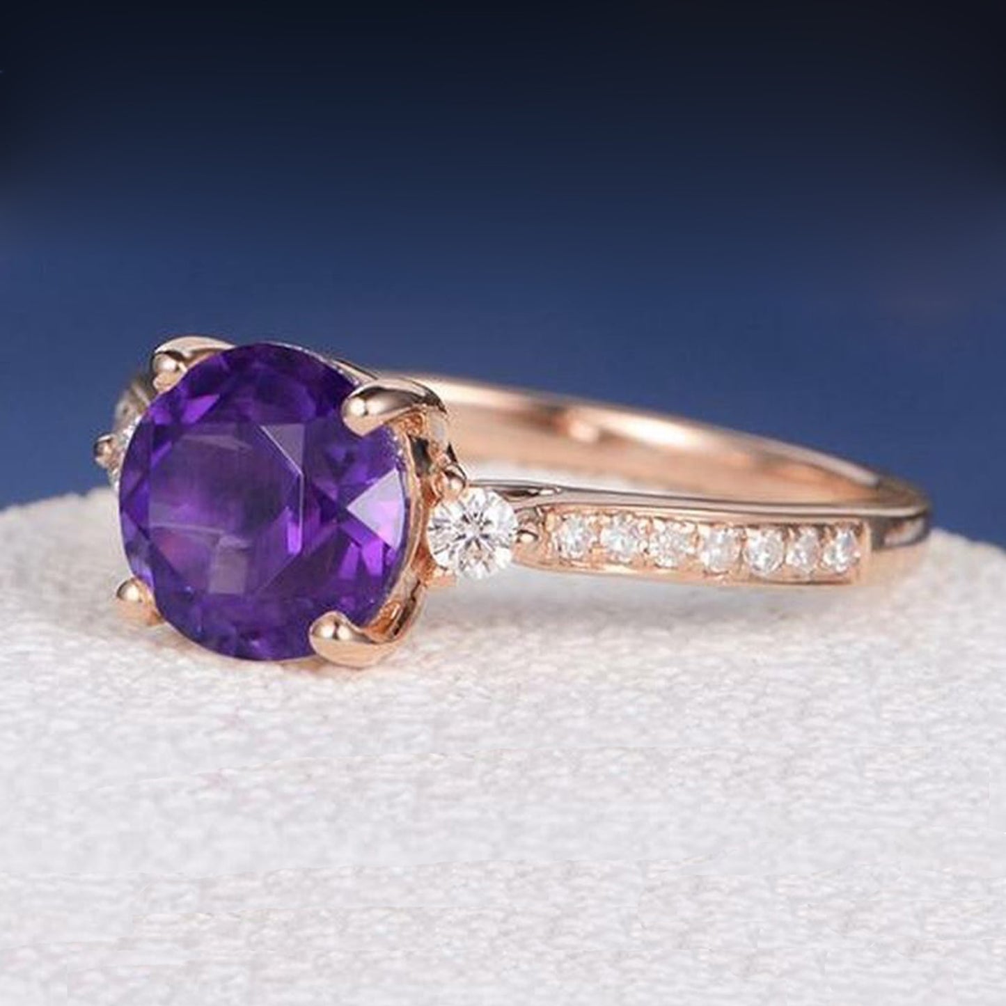 14 k Rose Gold Amethyst Engagement Ring For Her