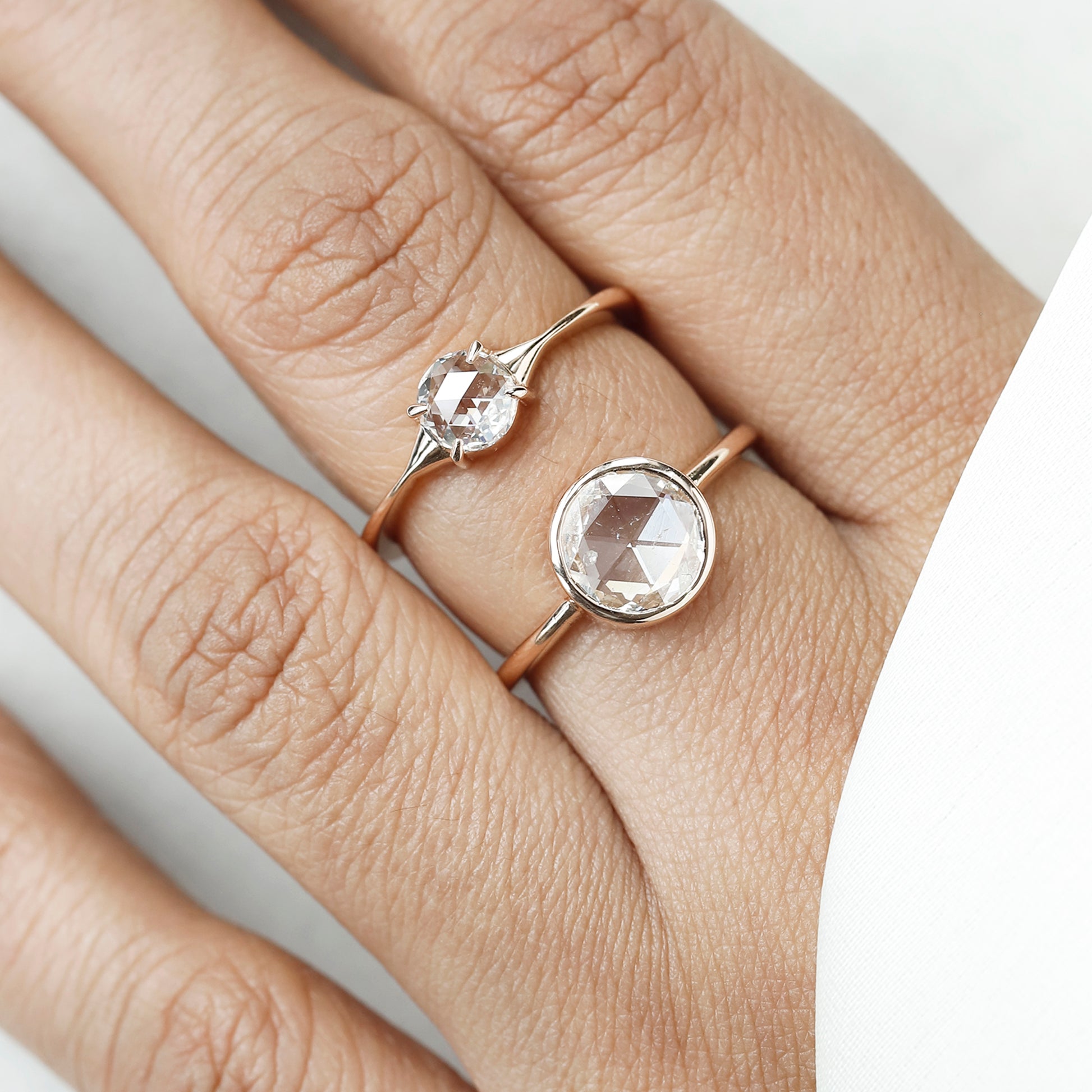 Rose cut diamond engagement ring in vintage bezel setting