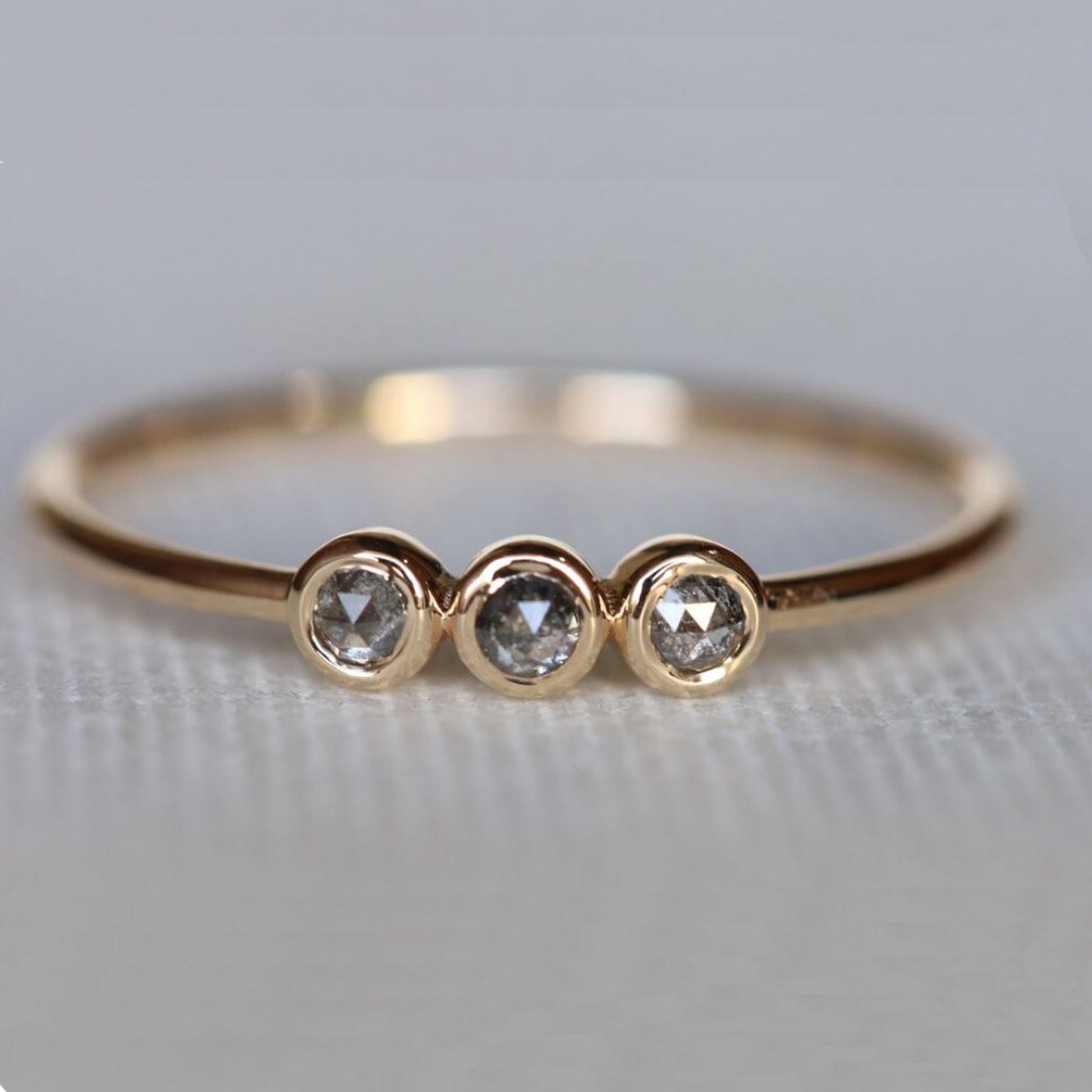 Salt And Pepper Minimal Diamond Ring