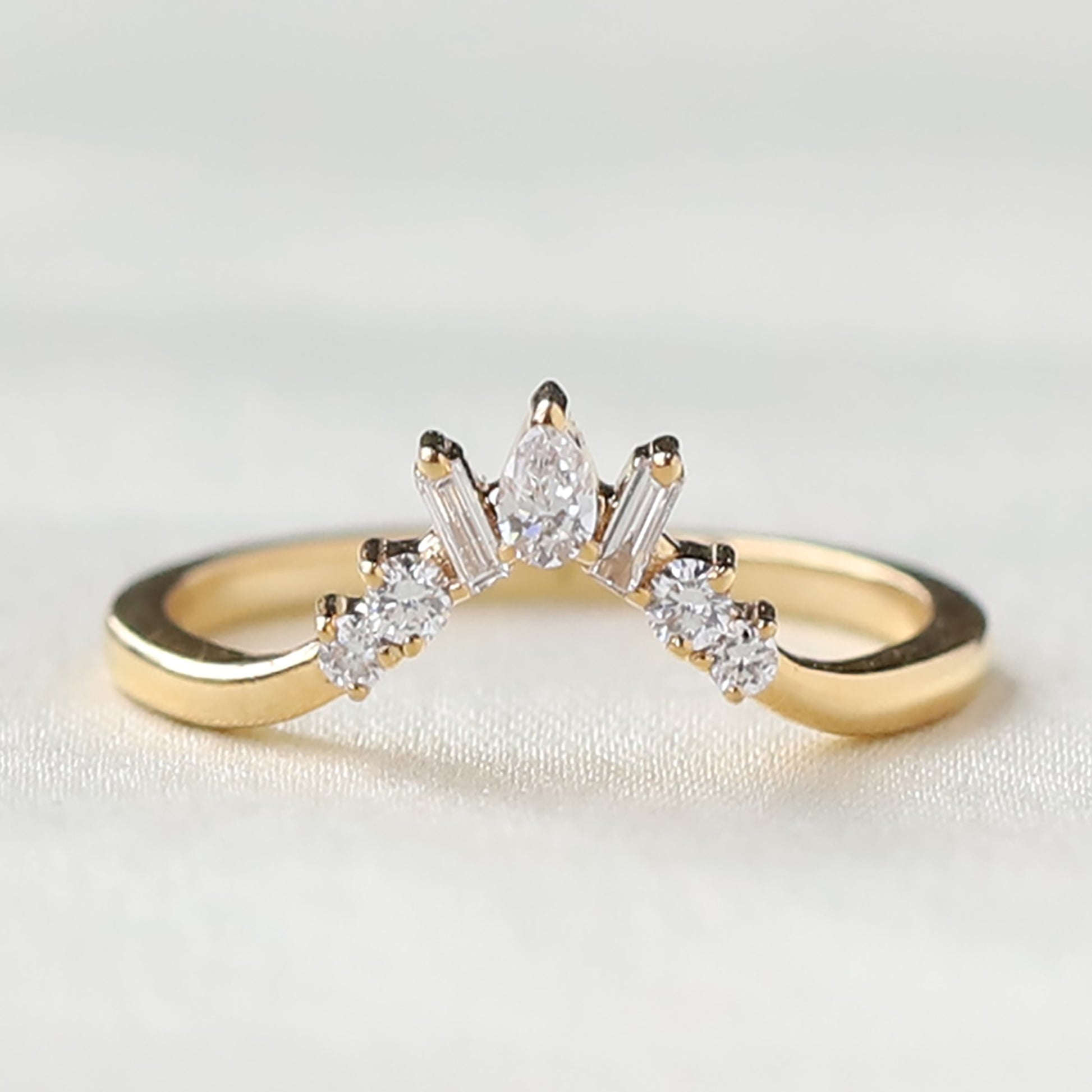 14k gold curved wedding band