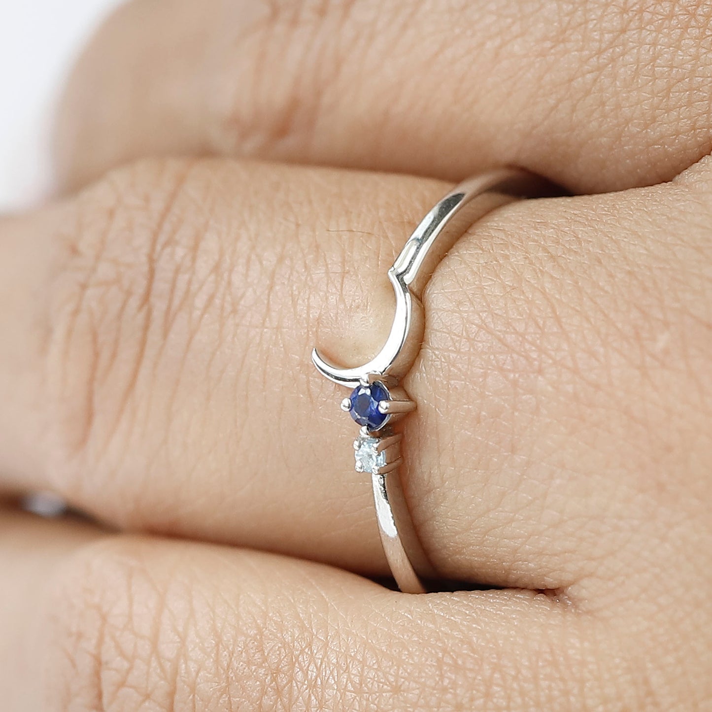 14 k Yellow Gold Moon Ring With Black Diamond At Best Price