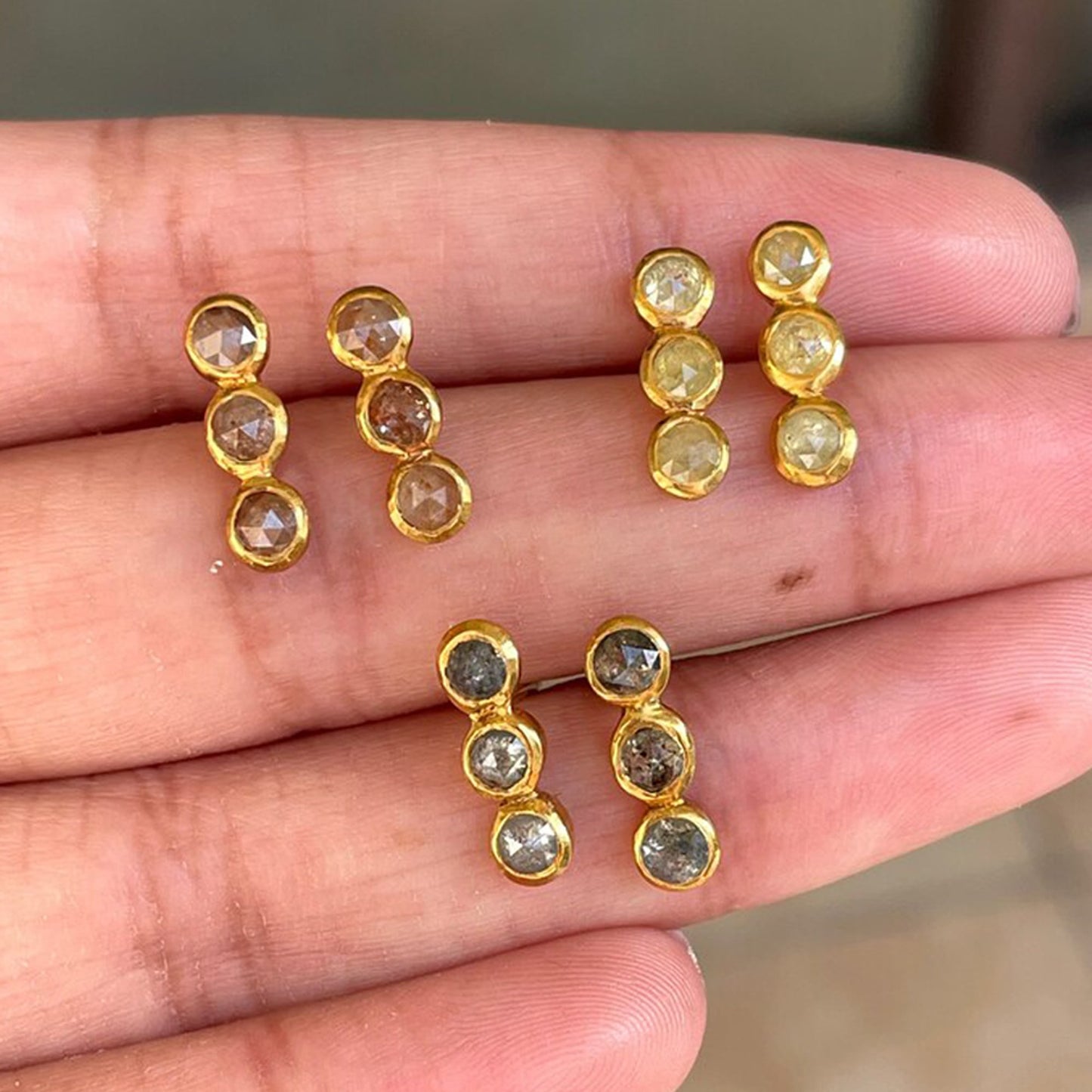 3 diamond earrings