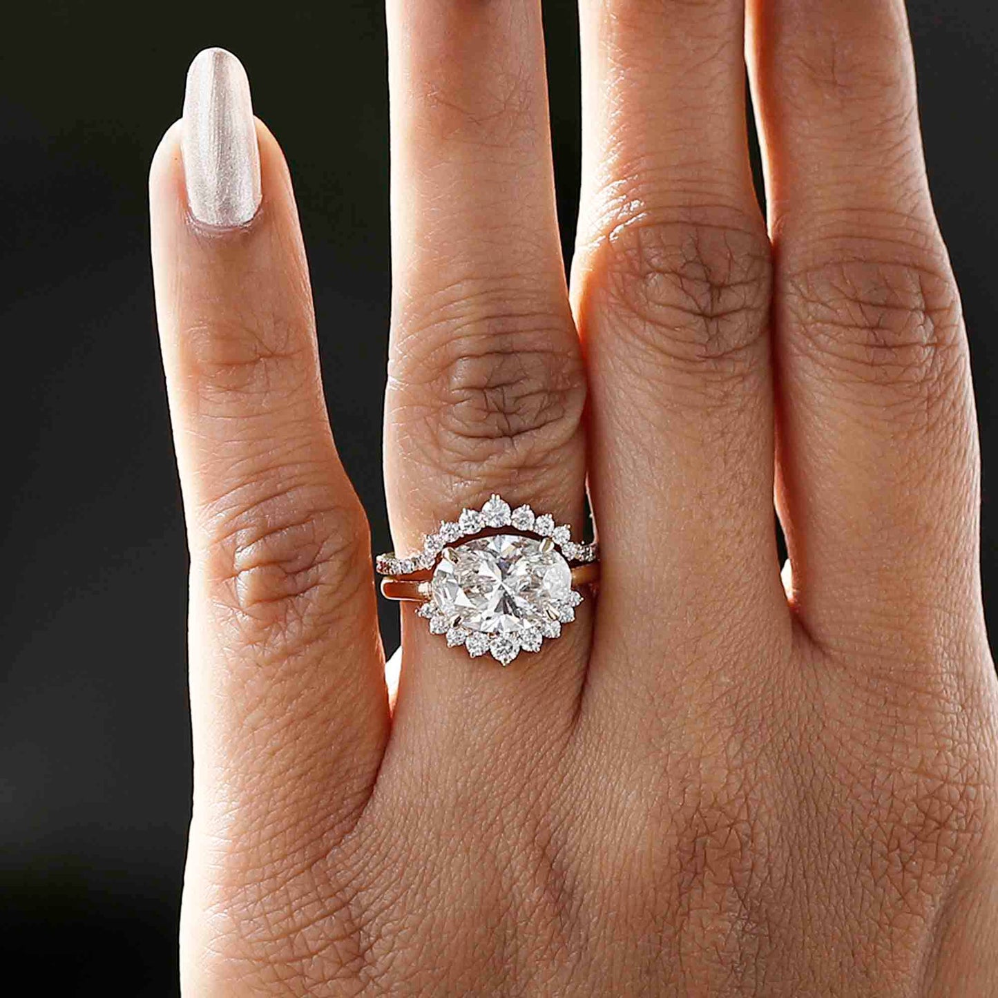 oval wedding rings set