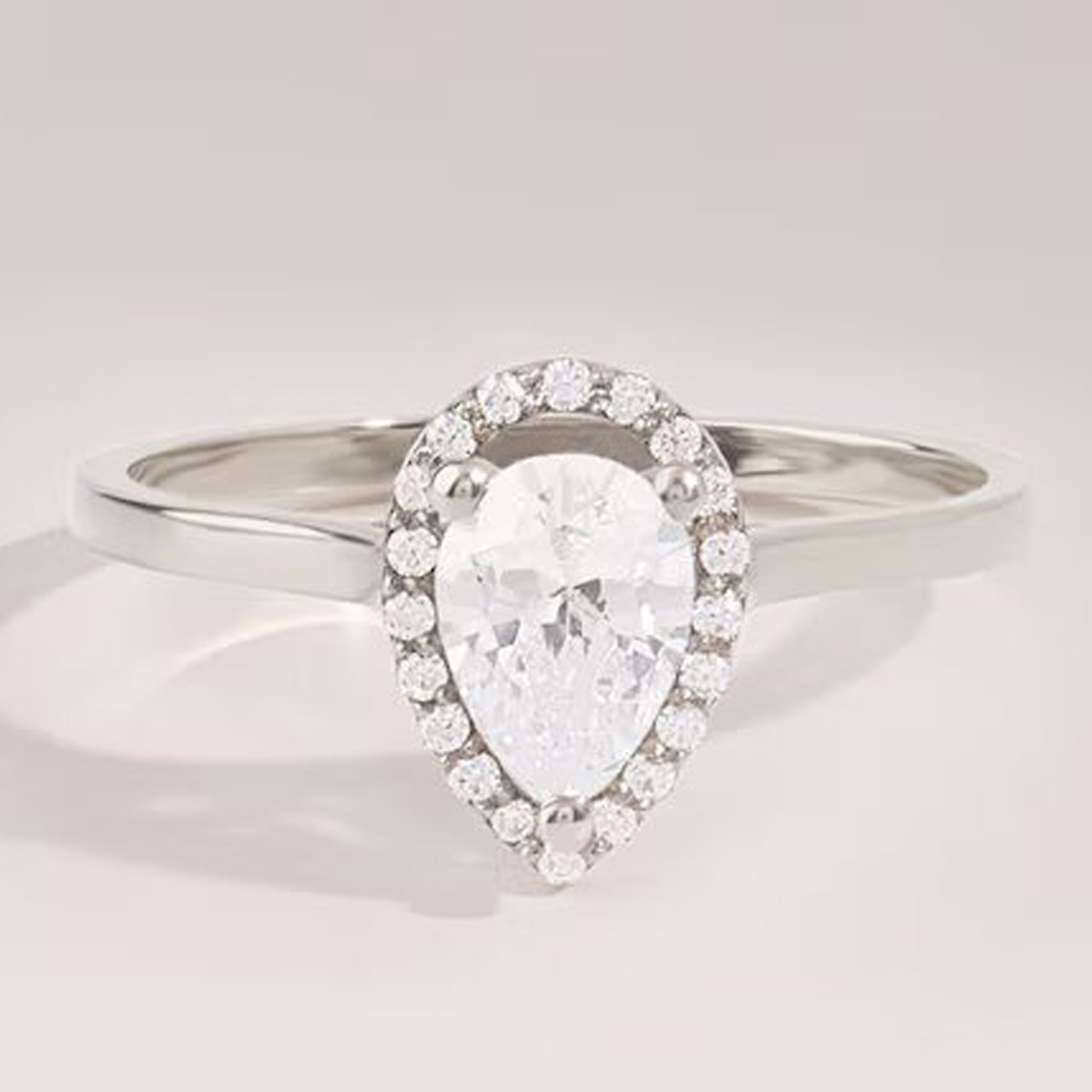 pear shaped moissanite ring