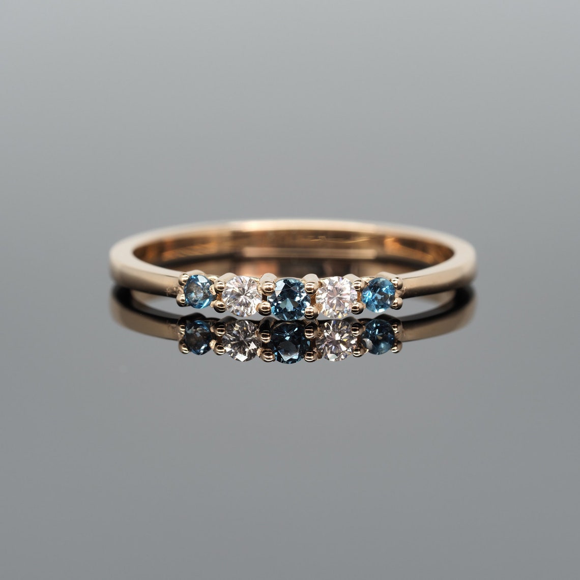 Wedding Band with London Blue Topaz