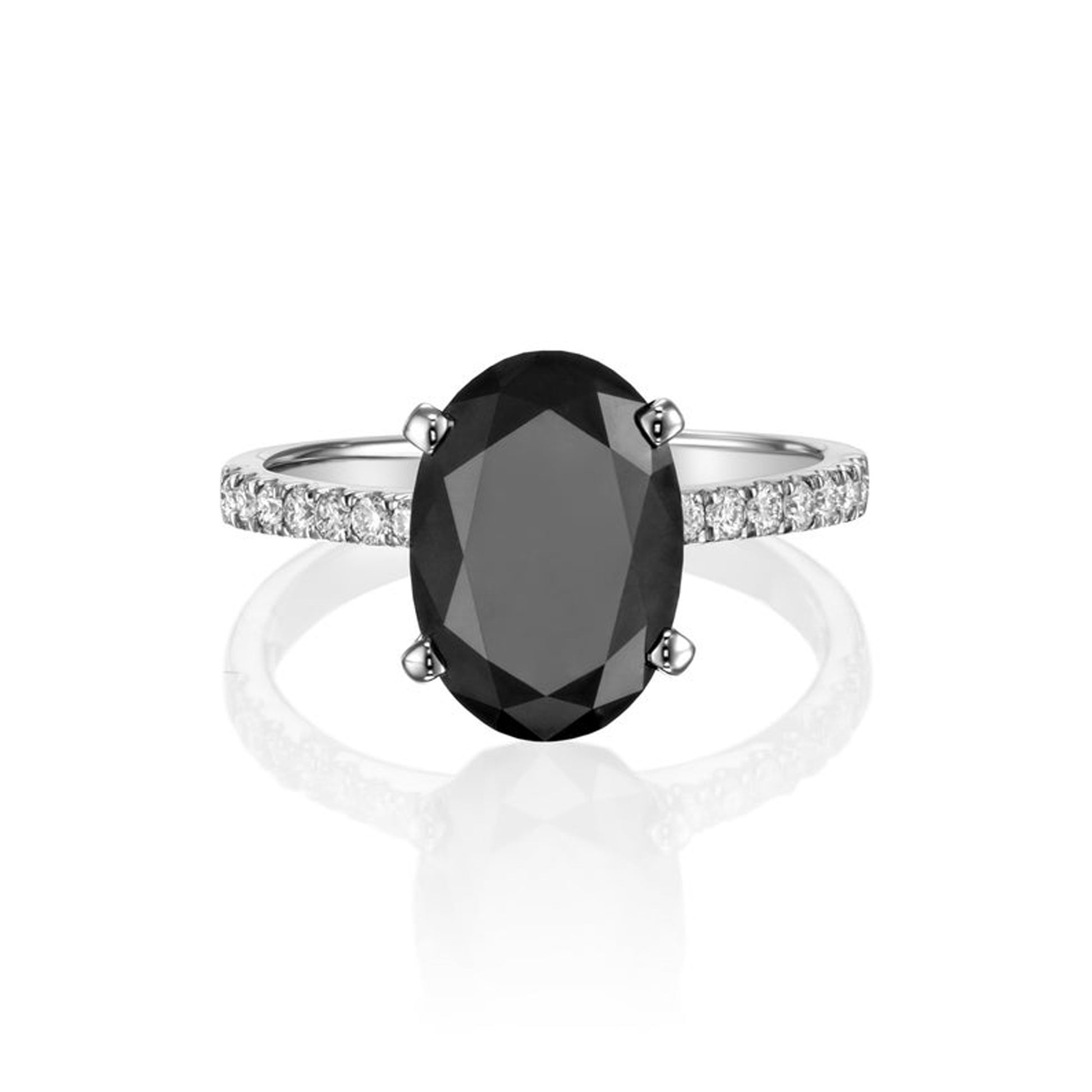 Black Oval Diamond Engagement Ring