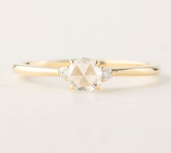 minimal rose cut diamond wedding ring