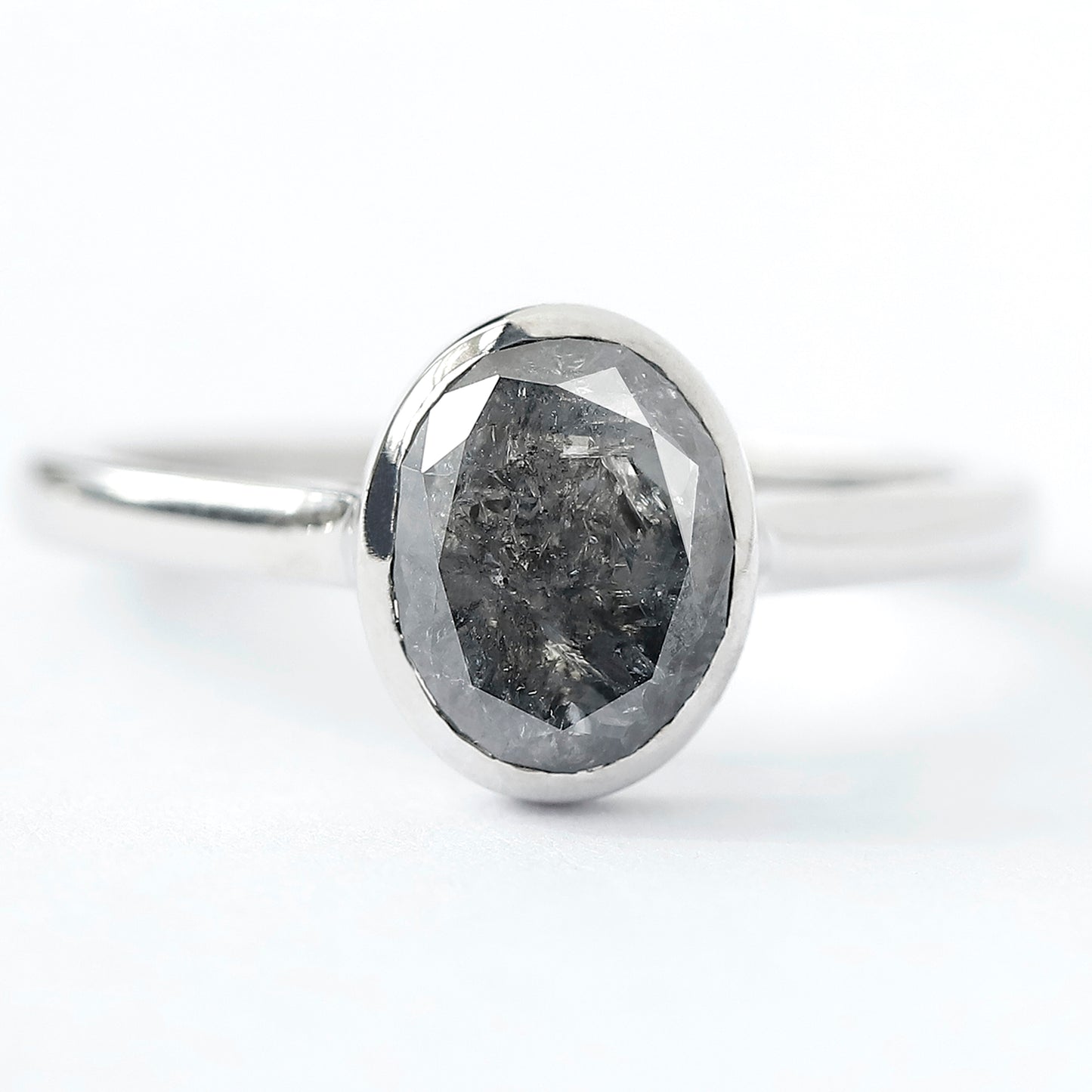 Oval Salt and Pepper Diamond Ring For Her