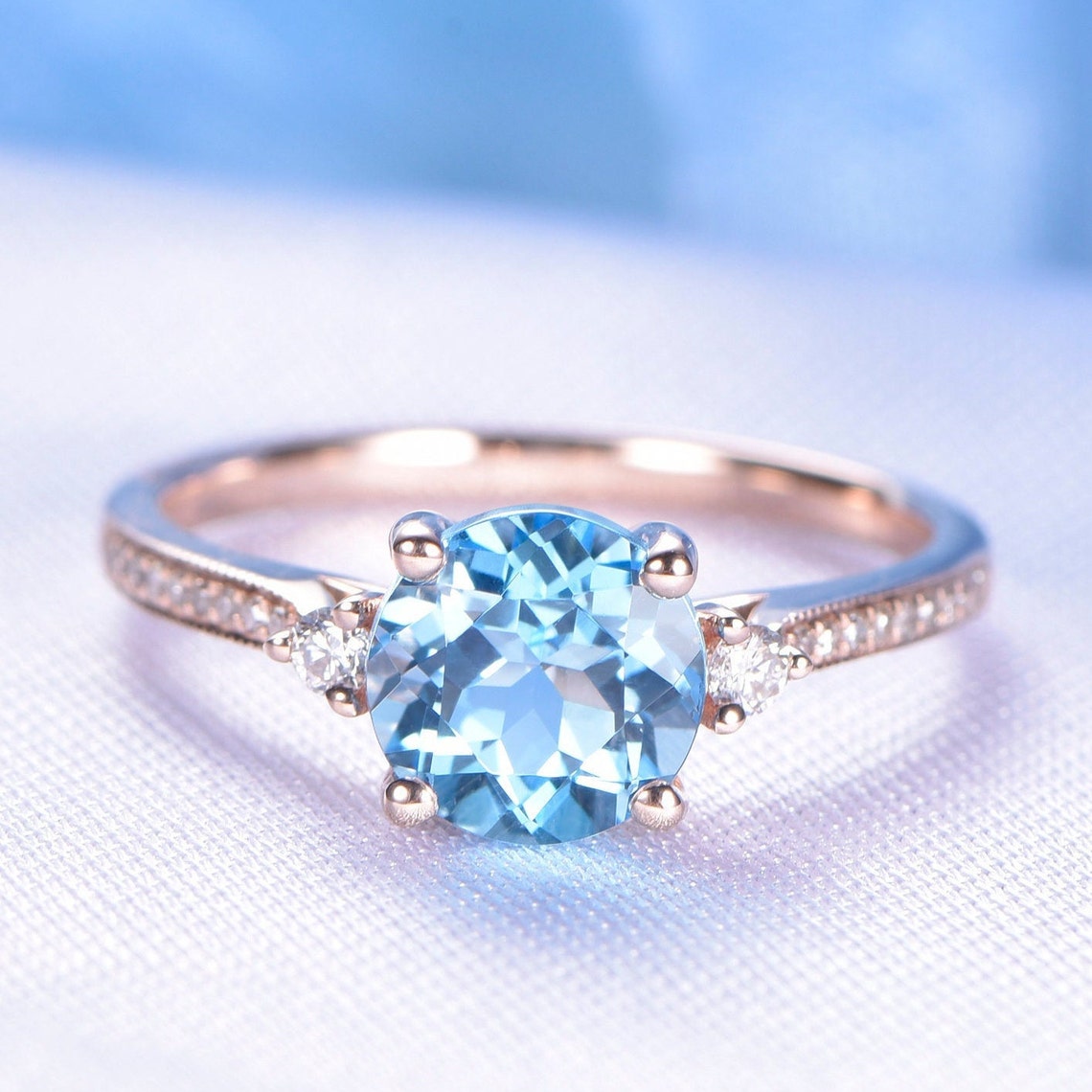 Swiss Blue Topaz Engagement Ring
