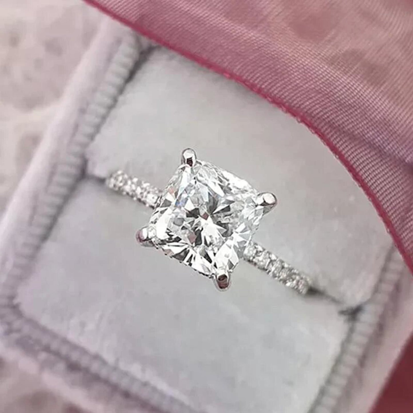 Cushion Cut Moissanite Ring