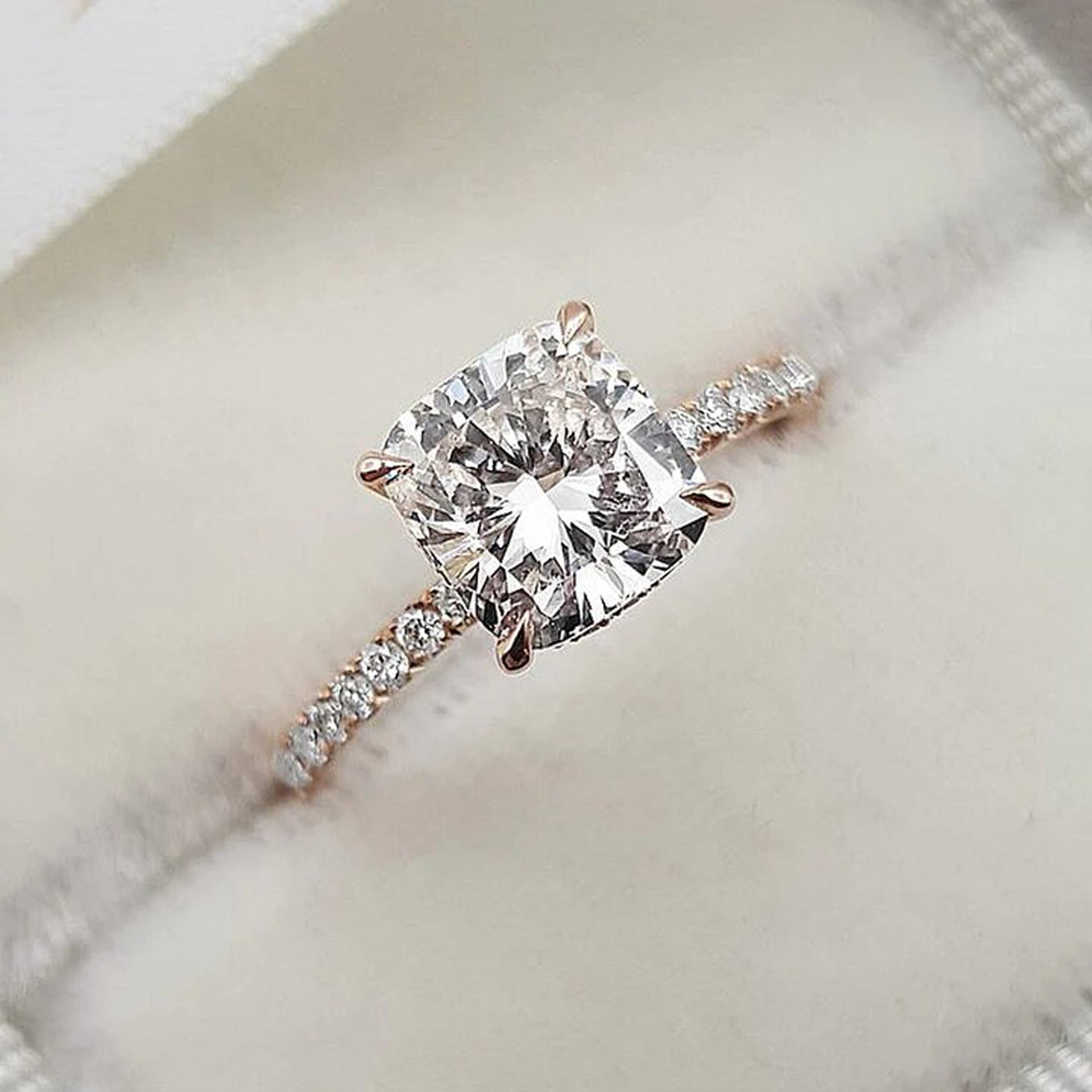 cushion cut moissanite engagement ring