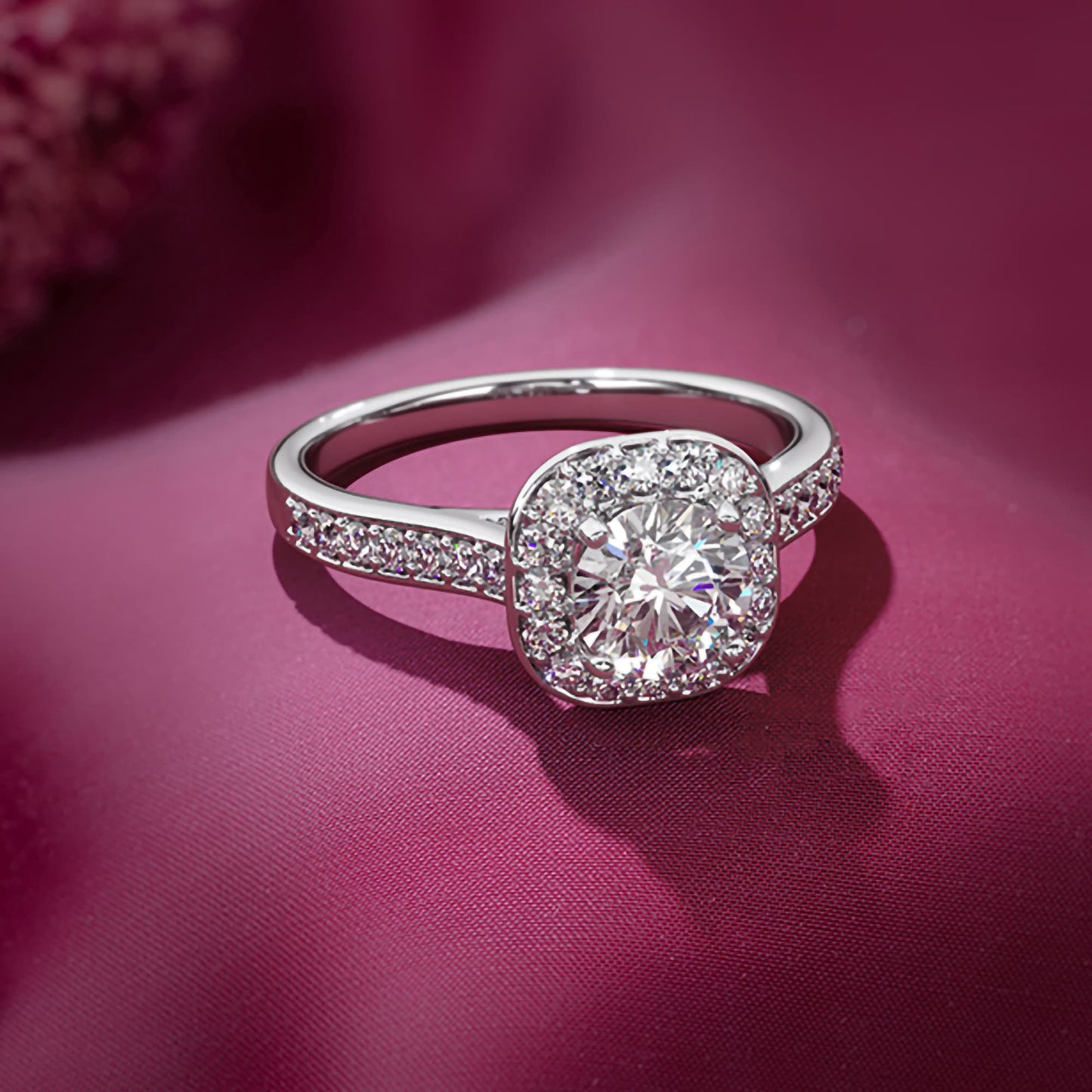Moissanite Halo Engagement Ring