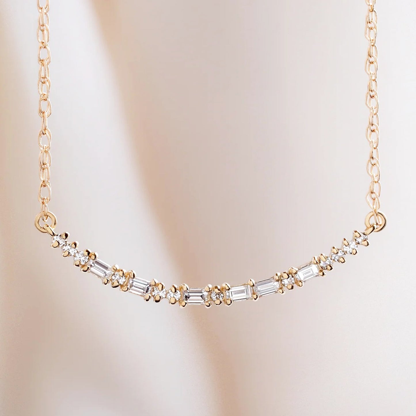 baguette diamond necklace gold