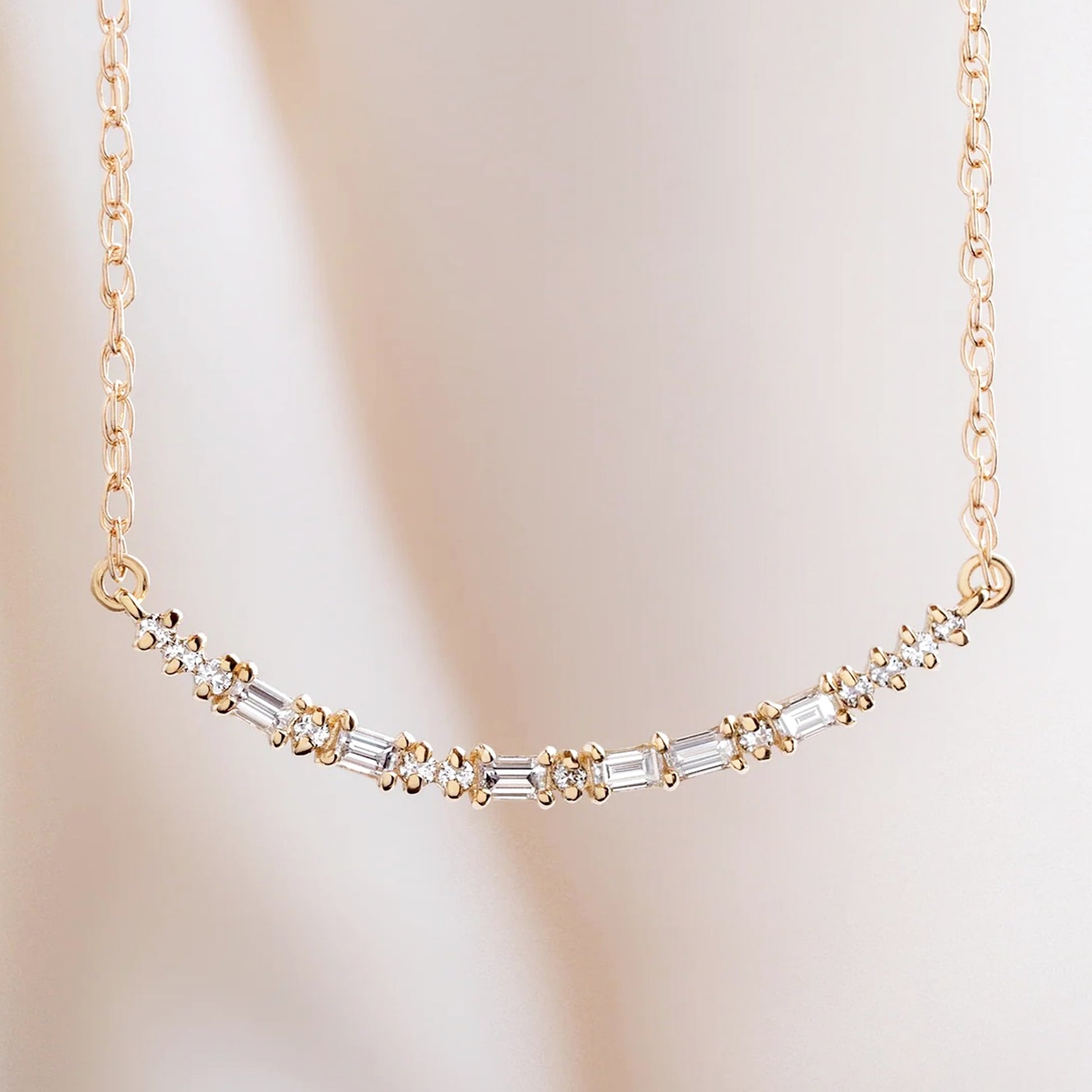baguette diamond necklace gold