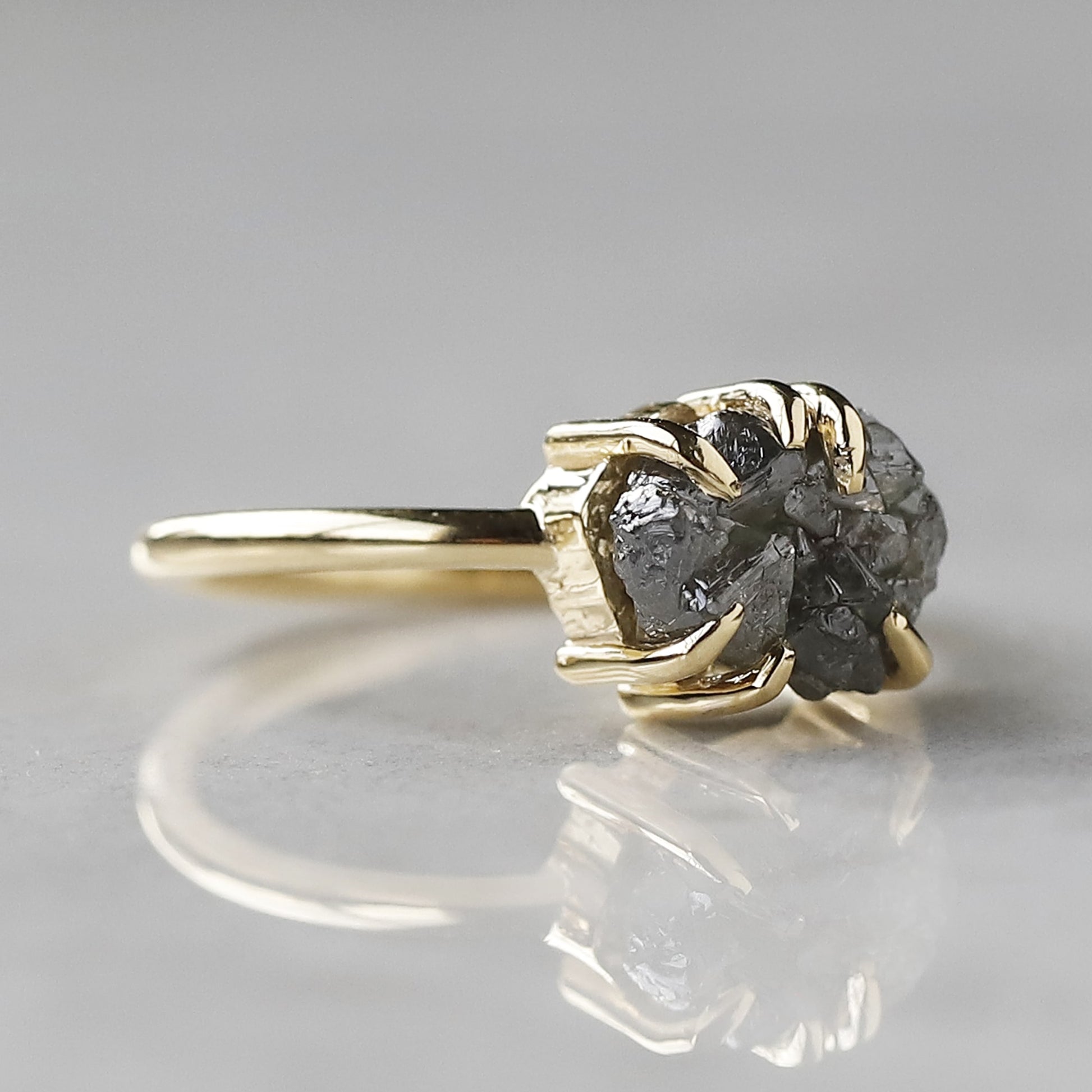 14 k gold raw diamond ring