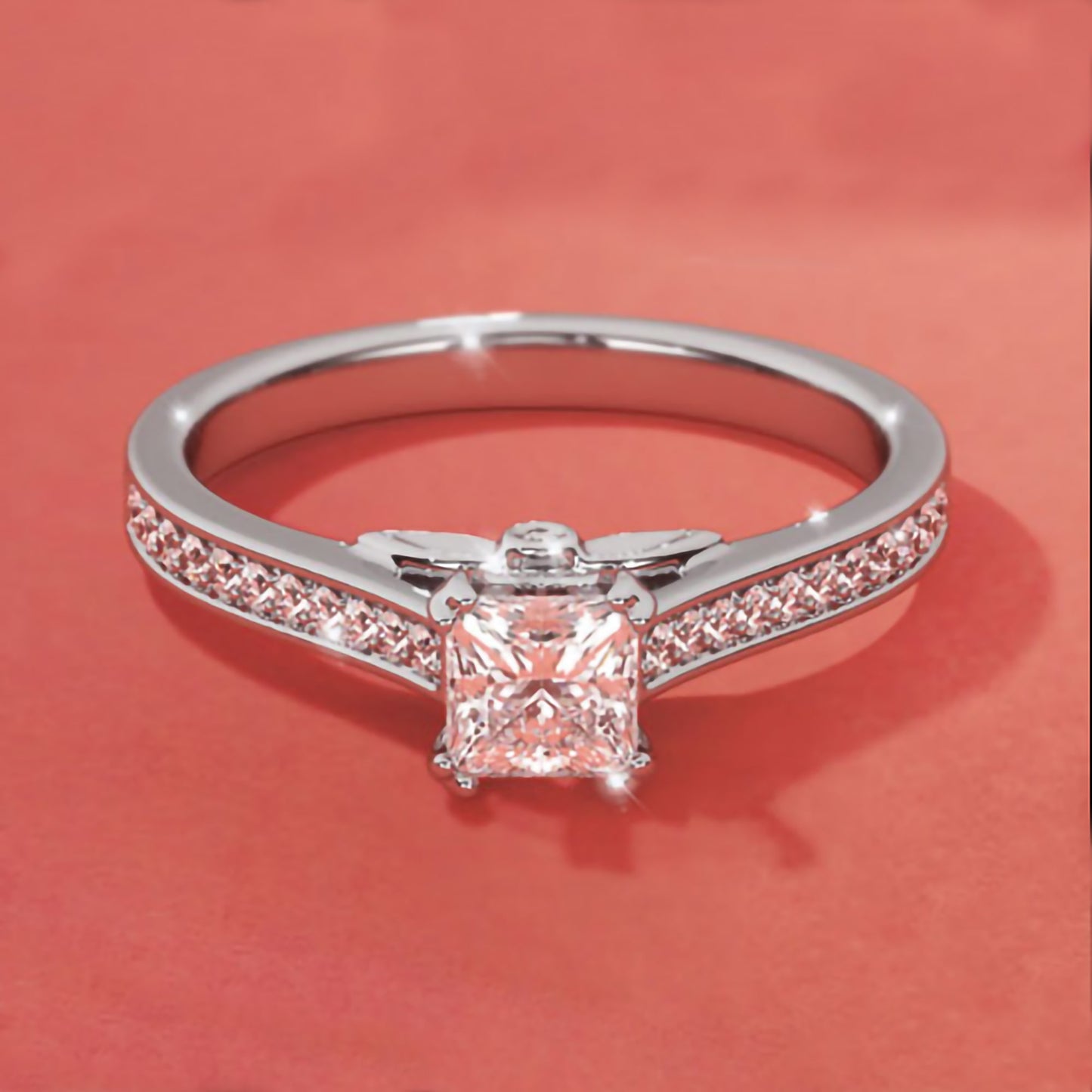 princess cut moissanite engagement ring